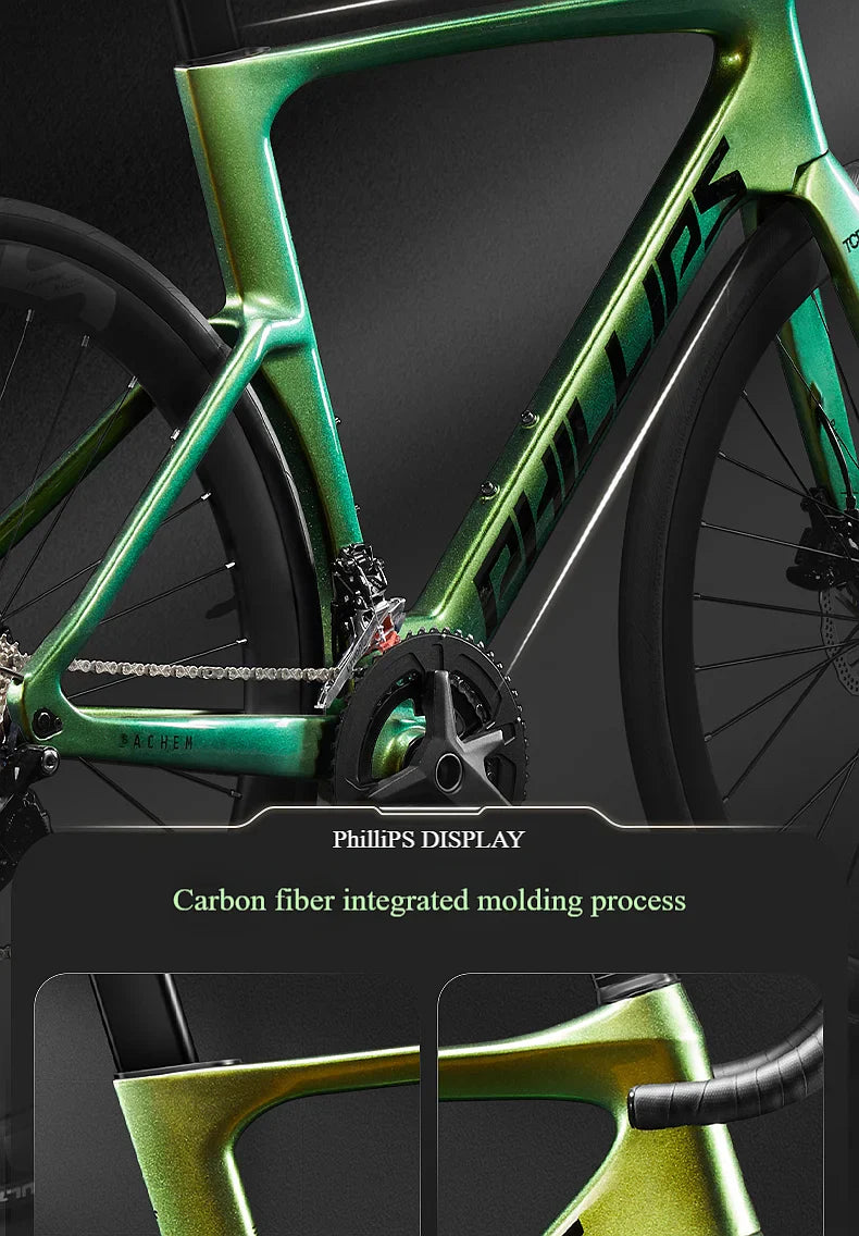 2025 New Ultra-Light Carbon Fiber Road Bike Fast Racing Bicycle with Hydraulic Disc Brakes 16/24-Speed Gear Shift Drop Handlebar - Energize Trek