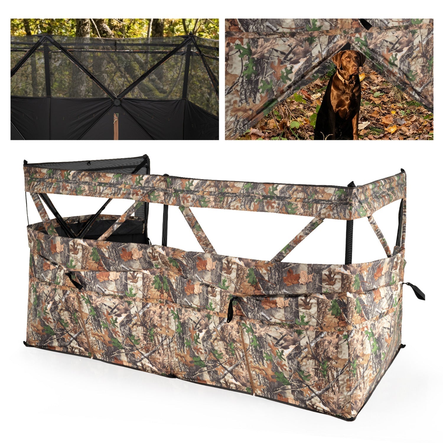 See-Through Hunting Blind Panel with Dog Door Pop up Waterflow Blind for 1-3 People - Energize Trek