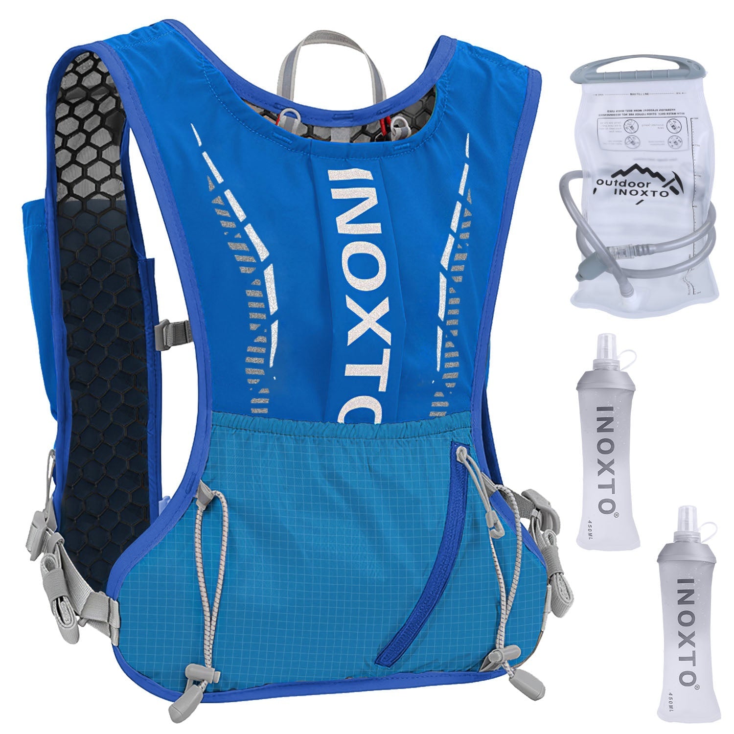 Sport Hydration Vest Running Backpack with 15oz 50oz Water Bladder Adjustable Strap Storage Bag for Trail Running Marathon Race Hiking - Energize Trek
