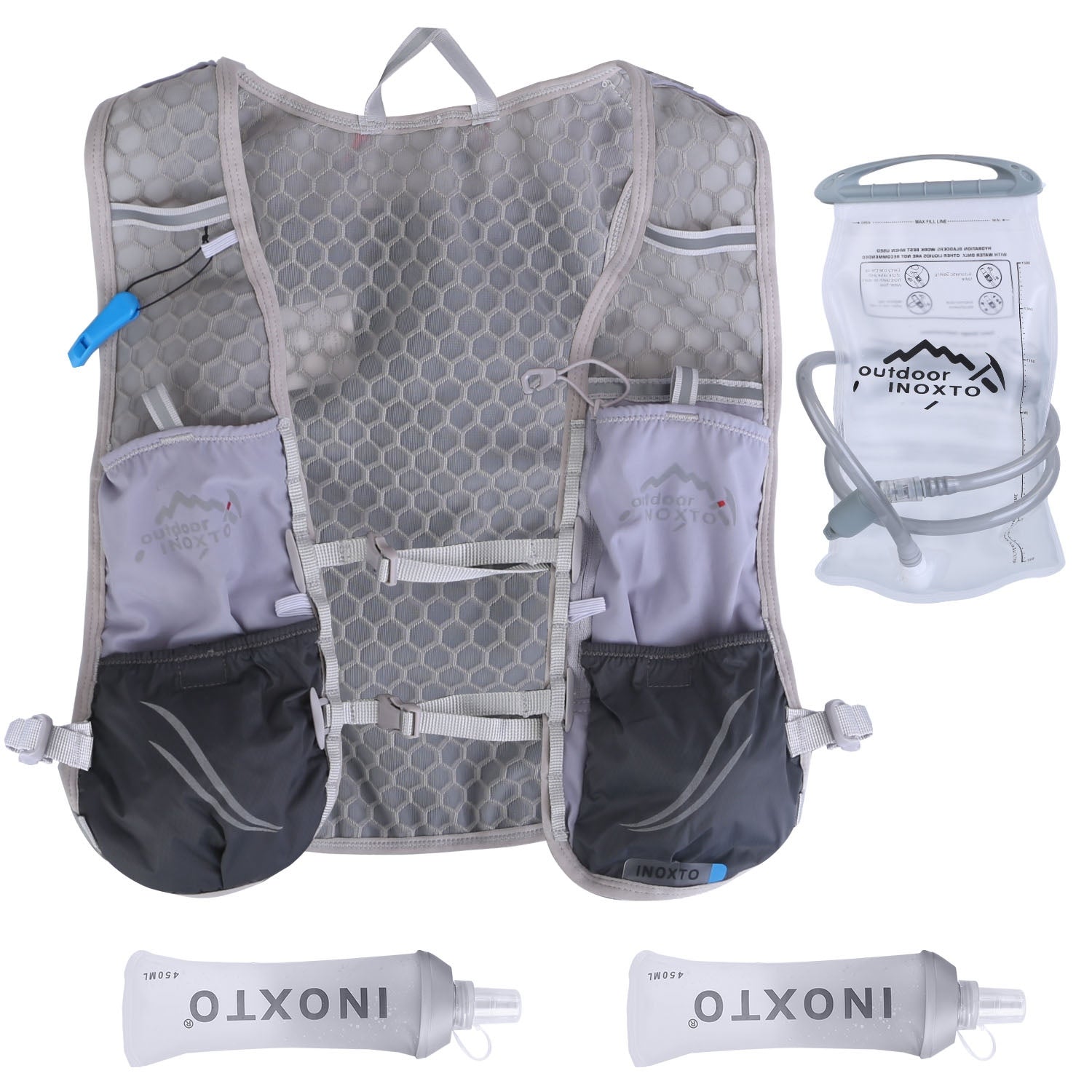 Sport Hydration Vest Running Backpack with 15oz 50oz Water Bladder Adjustable Strap Storage Bag for Trail Running Marathon Race Hiking - Energize Trek