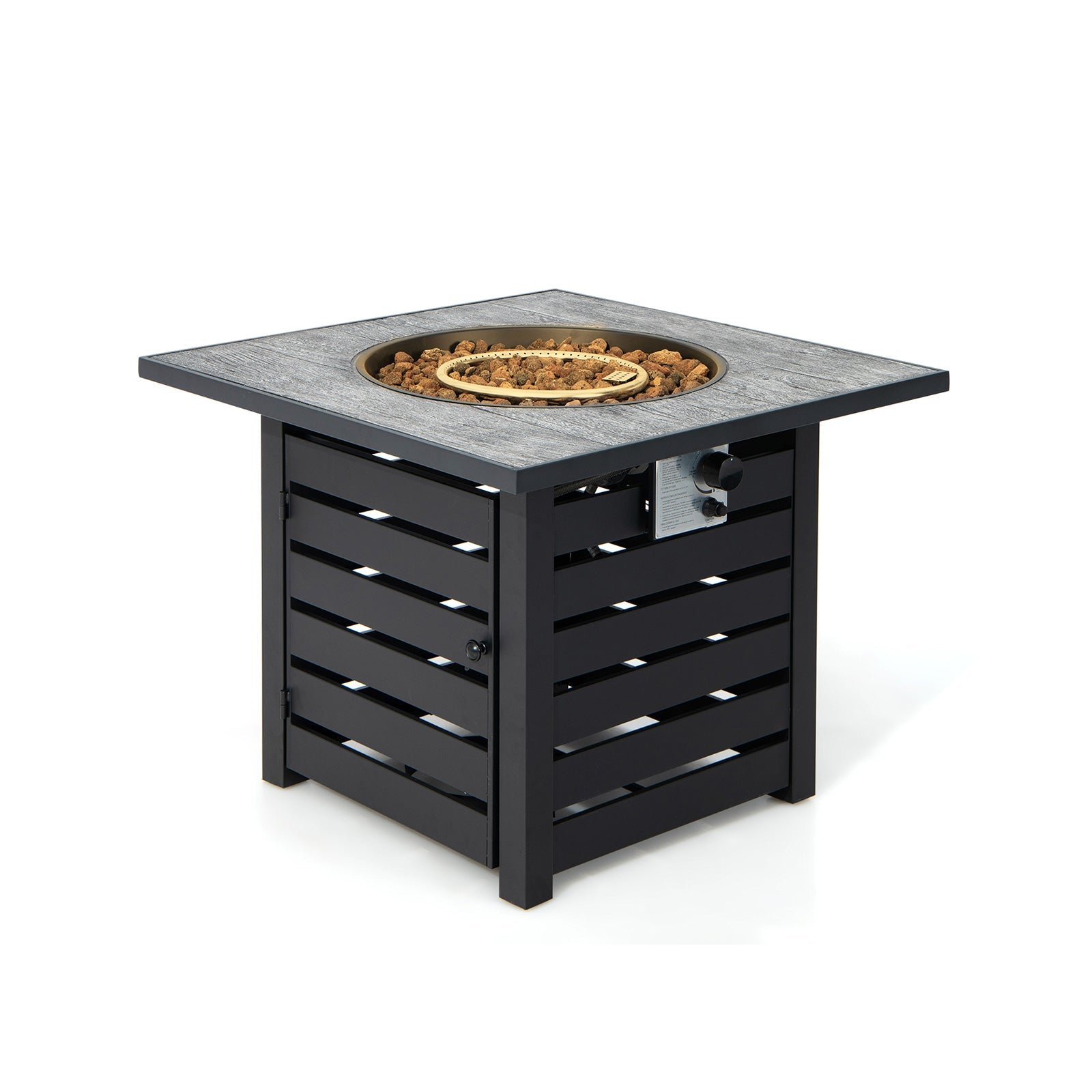 Square Propane Fire Pit Table with Lava Rocks and Rain Cover - Energize Trek