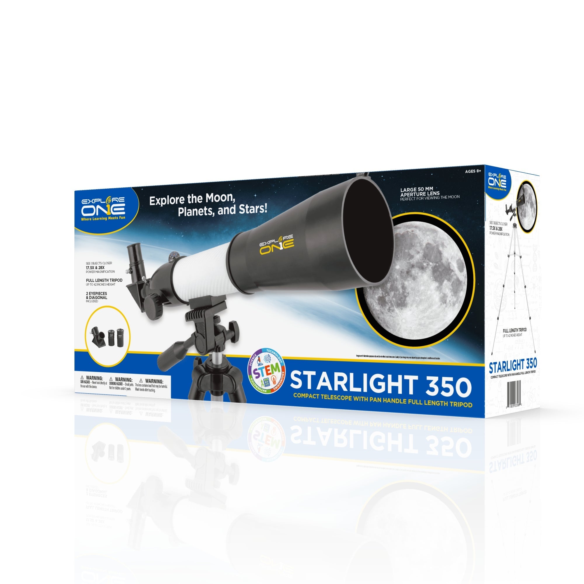 Starlight 350 Compact Telescope with Pan Handle Full Length Tripod - Energize Trek