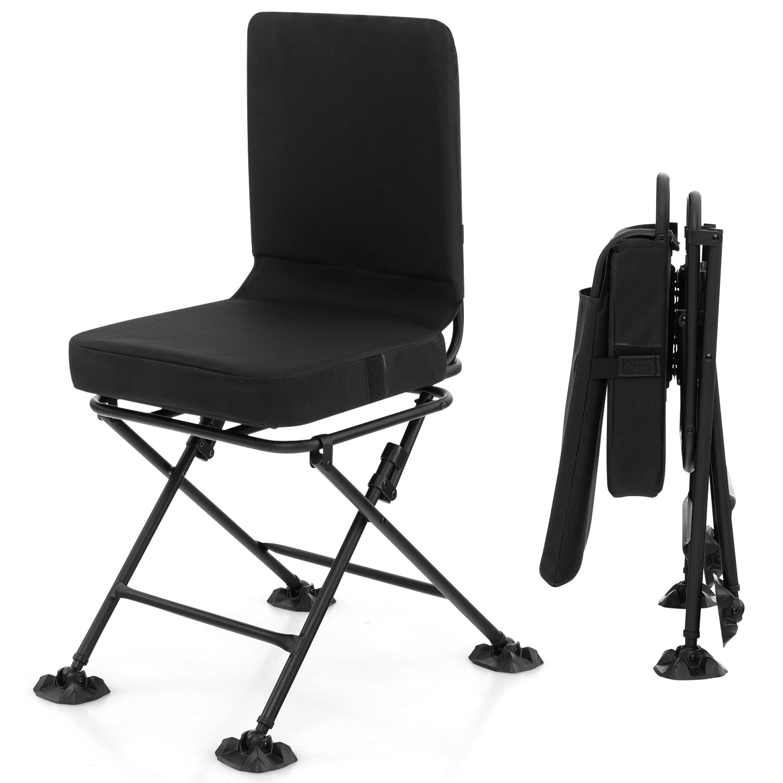 Swivel Folding Chair with Backrest and Padded Cushion - Energize Trek