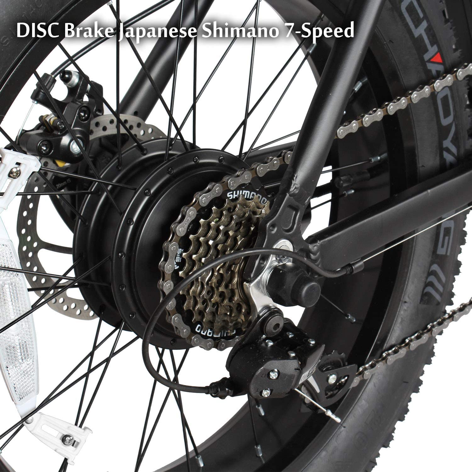 TRACER 20" Aluminum Folding Bike, Size 11 " with Disc Brake F& R& LED Headlight , Alloy one piece black Wheels, Motor: 500W with/ Speed Sensor, Battery : 48V.10 AH, - Energize Trek