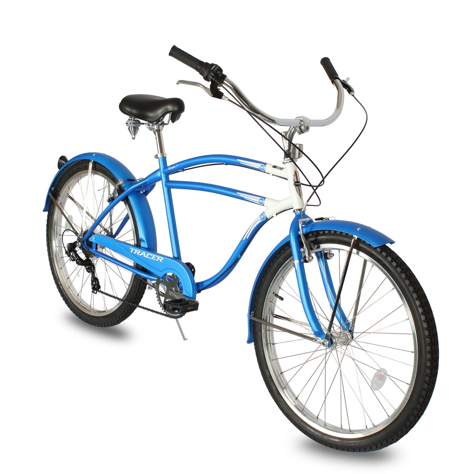TRACER 26' Beach Cruiser Shimano TX-35 7-SP V-Brake Stainless Steel Spokes One Piece Crank Alloy Rims 36H w/ Fender - Energize Trek