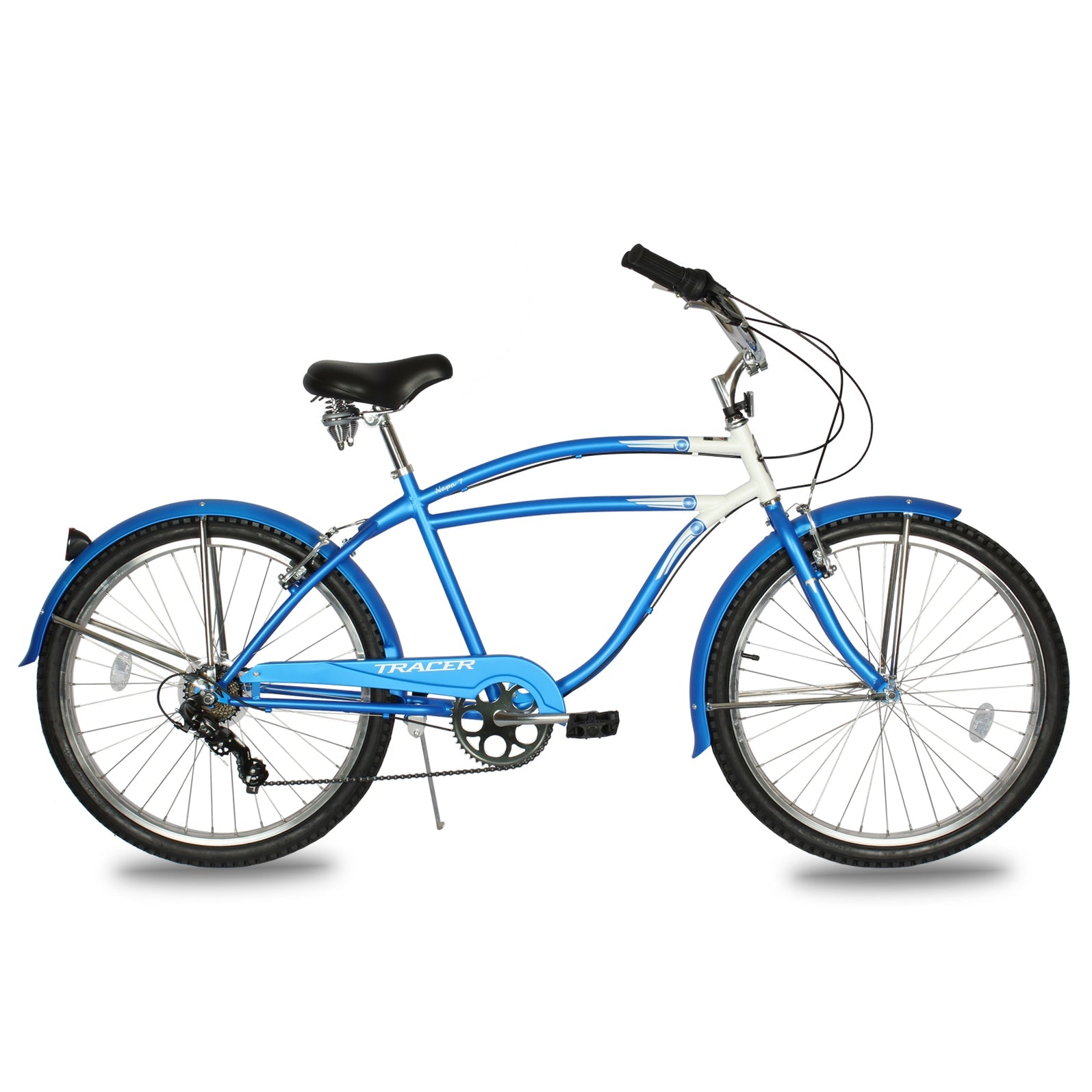 TRACER 26' Beach Cruiser Shimano TX-35 7-SP V-Brake Stainless Steel Spokes One Piece Crank Alloy Rims 36H w/ Fender - Energize Trek