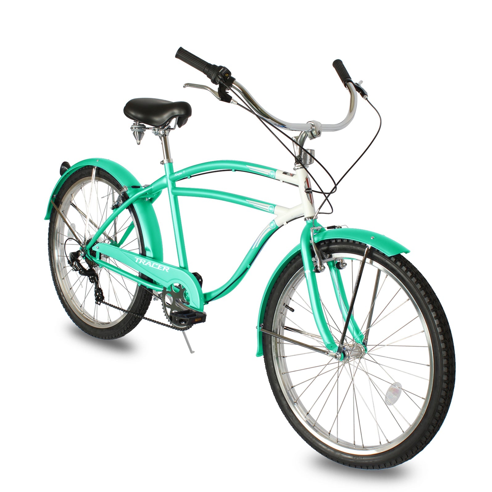 TRACER 26' Beach Cruiser Shimano TX-35 7-SP V-Brake Stainless Steel Spokes One Piece Crank Alloy Rims 36H w/ Fender - Energize Trek
