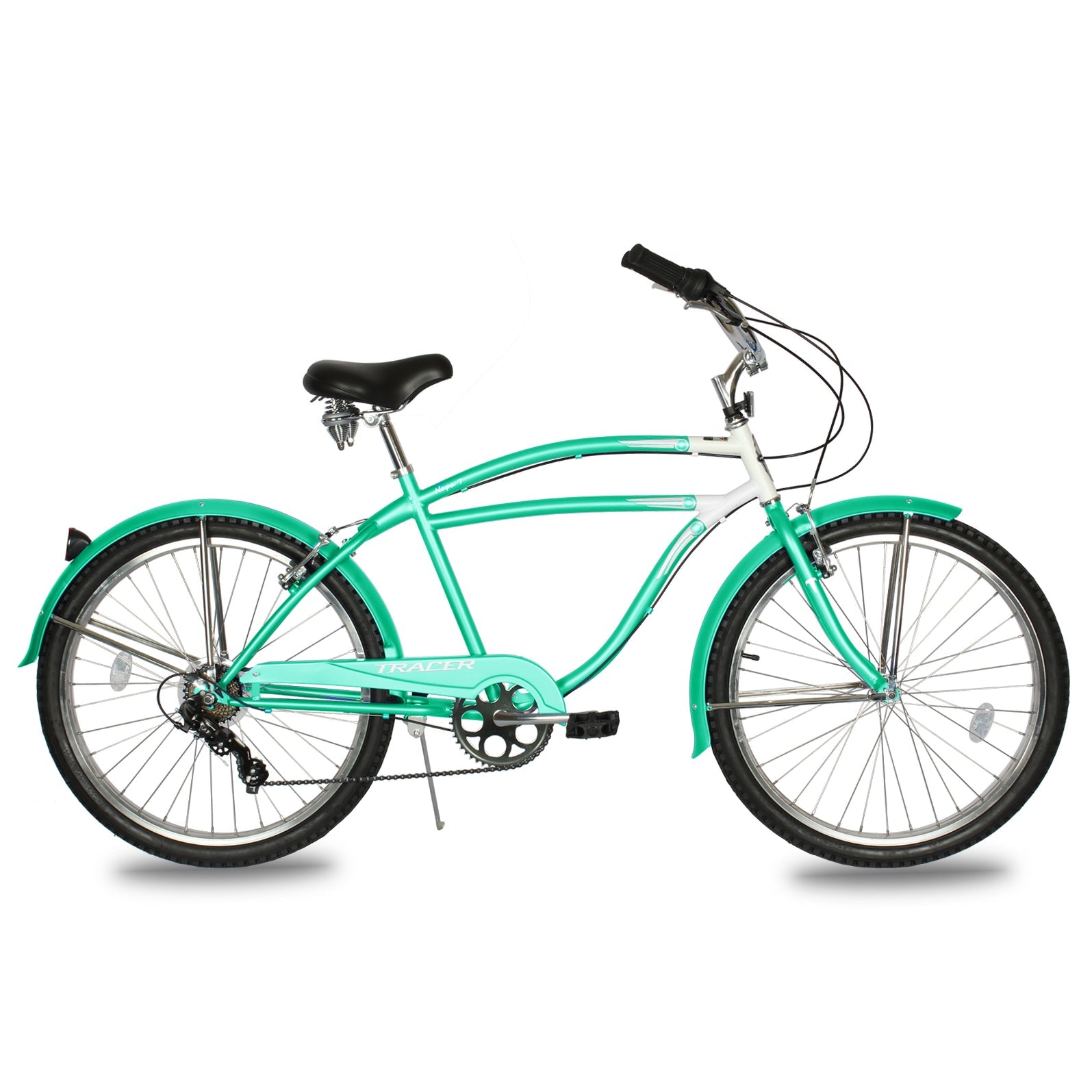 TRACER 26' Beach Cruiser Shimano TX-35 7-SP V-Brake Stainless Steel Spokes One Piece Crank Alloy Rims 36H w/ Fender - Energize Trek