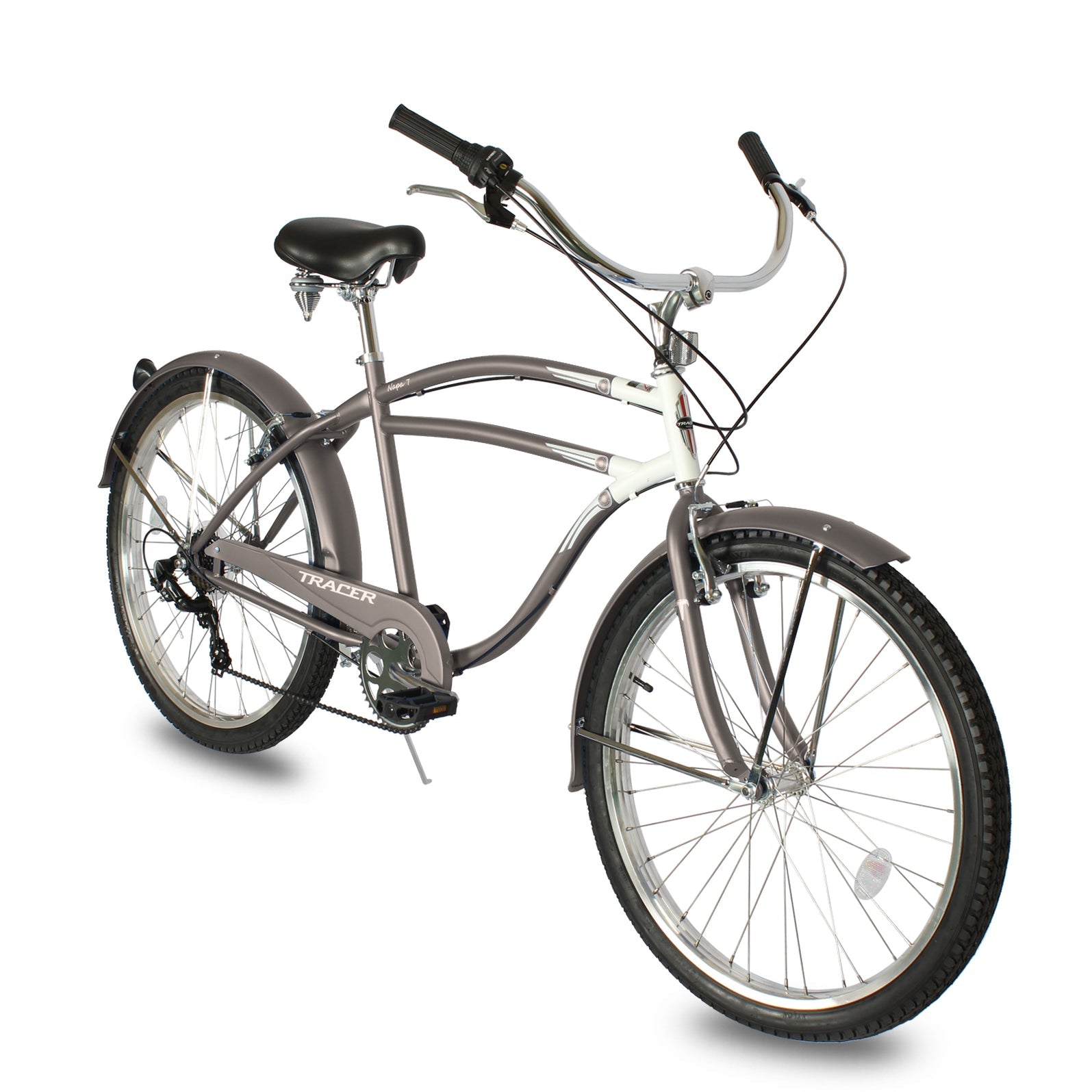 TRACER 26' Beach Cruiser Shimano TX-35 7-SP V-Brake Stainless Steel Spokes One Piece Crank Alloy Rims 36H w/ Fender - Energize Trek