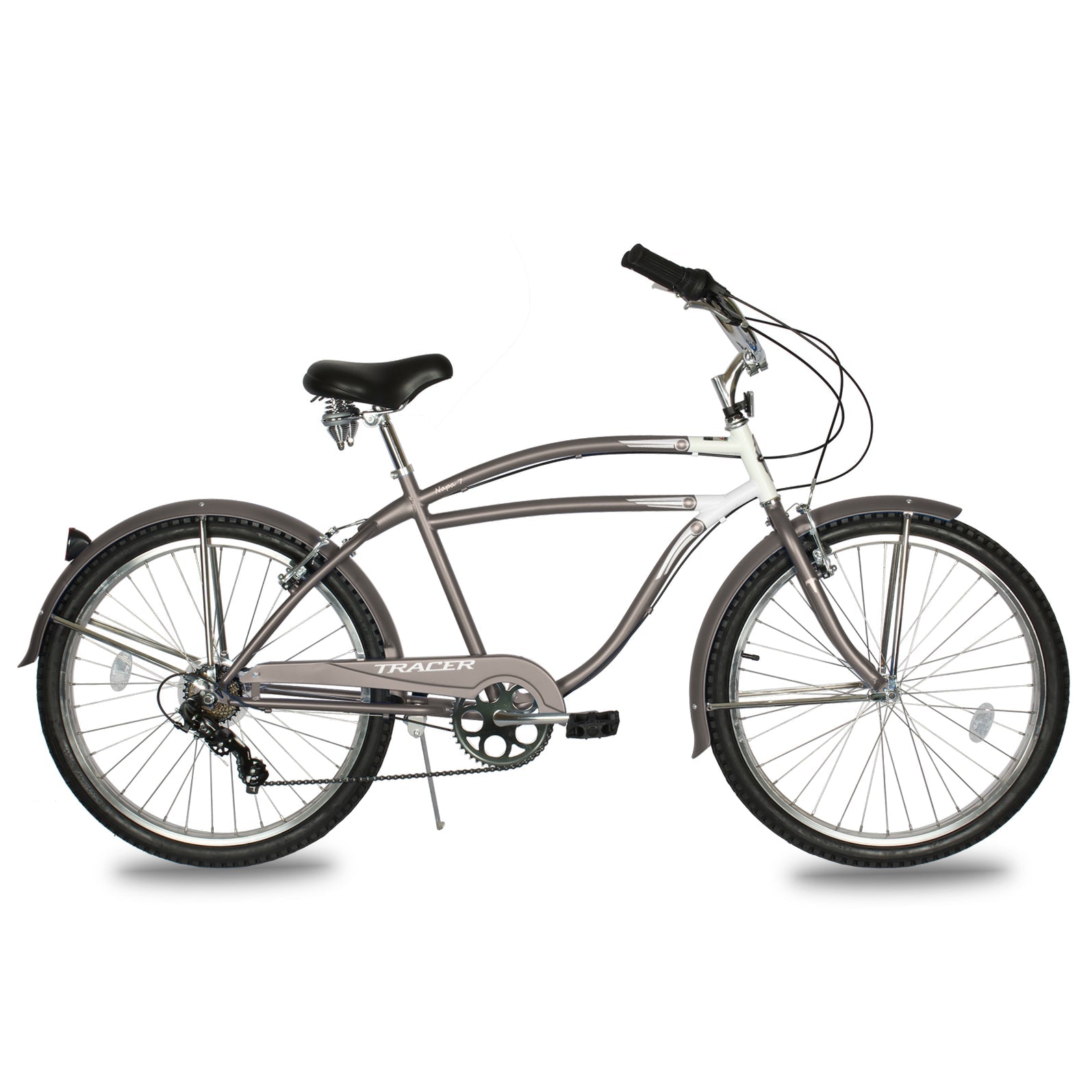 TRACER 26' Beach Cruiser Shimano TX-35 7-SP V-Brake Stainless Steel Spokes One Piece Crank Alloy Rims 36H w/ Fender - Energize Trek