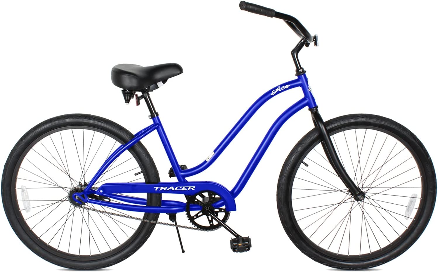 TRACER 26' Female Beach Cruiser Coaster Brake Single-Sp Black Spokes One Piece Crank Alloy Black Rims 36H - Energize Trek
