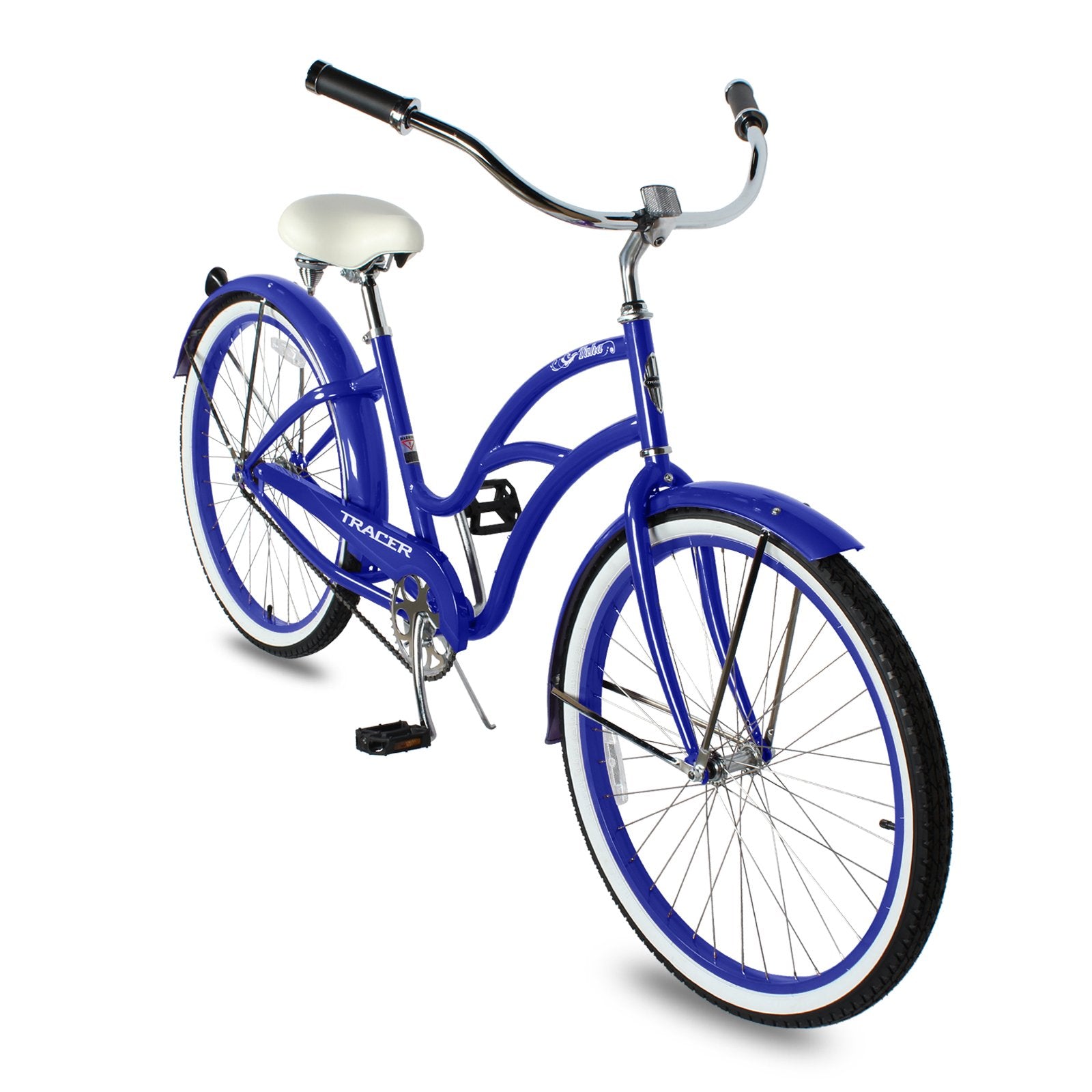 TRACER 26' Female Beach Cruiser Coaster Brake Stainless Steel Spokes One Piece Crank Alloy Apple Green Rims 36H W/ Fenders - Energize Trek