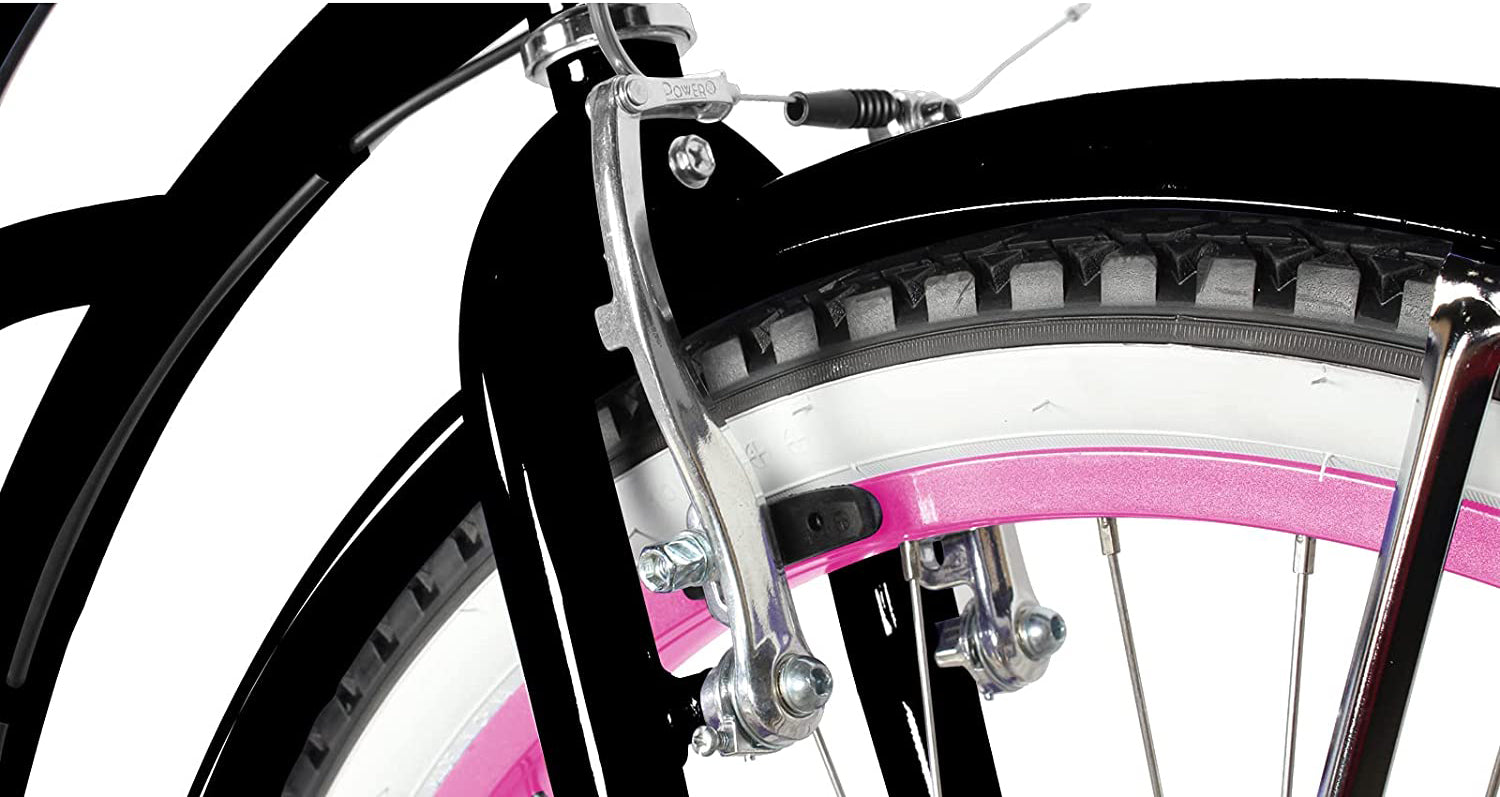 TRACER 26' Female Beach Cruiser Shimano TX-35 7-SP V-Brake Stainless Steel Spokes One Piece Crank Alloy PINK Rims 36H w/ Fender - Energize Trek