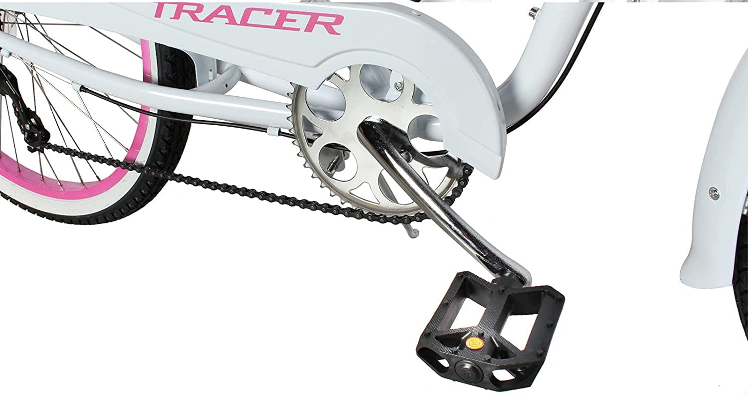 TRACER 26' Female Beach Cruiser Shimano TX-35 7-SP V-Brake Stainless Steel Spokes One Piece Crank Alloy PINK Rims 36H w/ Fender - Energize Trek