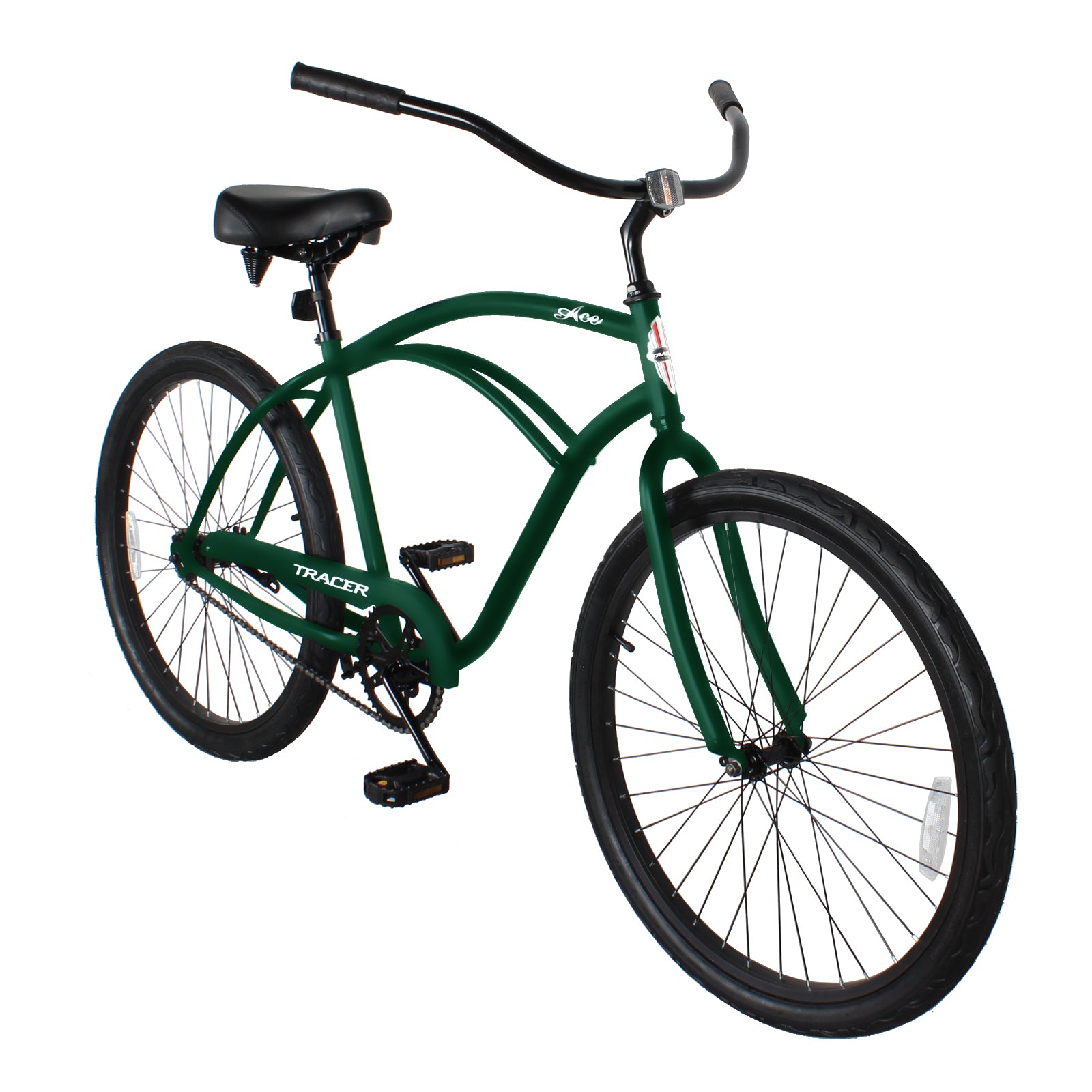 TRACER 26' Men Beach Cruiser Coaster Brake Single-Sp Black Spokes One Piece Crank Alloy Black Rims 36H - Energize Trek