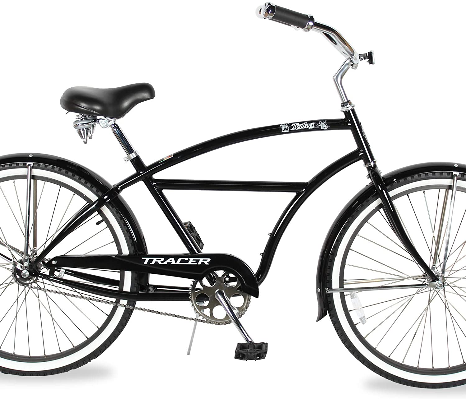 TRACER 26' Men Beach Cruiser Coaster Brake Stainless Steel Spokes One Piece Crank Alloy BLACK Rims 36H W/ Fenders - Energize Trek
