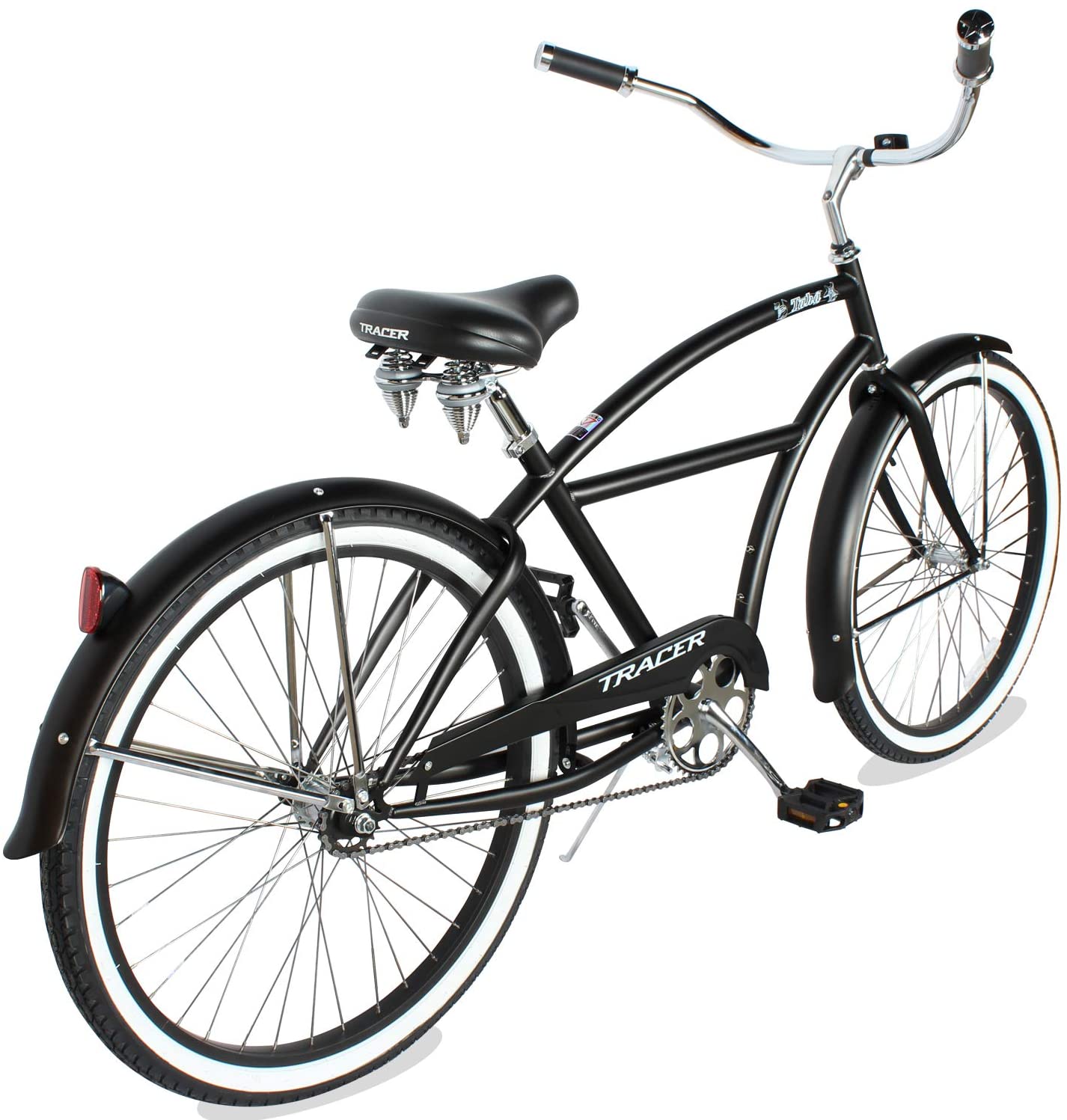 TRACER 26' Men Beach Cruiser Coaster Brake Stainless Steel Spokes One Piece Crank Alloy BLACK Rims 36H W/ Fenders - Energize Trek