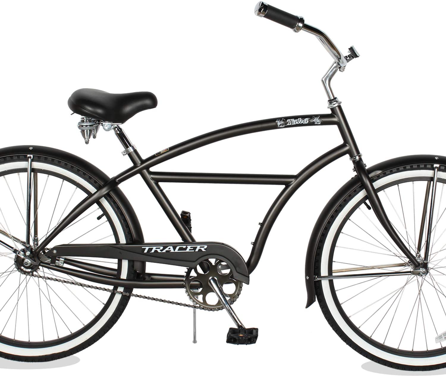 TRACER 26' Men Beach Cruiser Coaster Brake Stainless Steel Spokes One Piece Crank Alloy BLACK Rims 36H W/ Fenders - Energize Trek