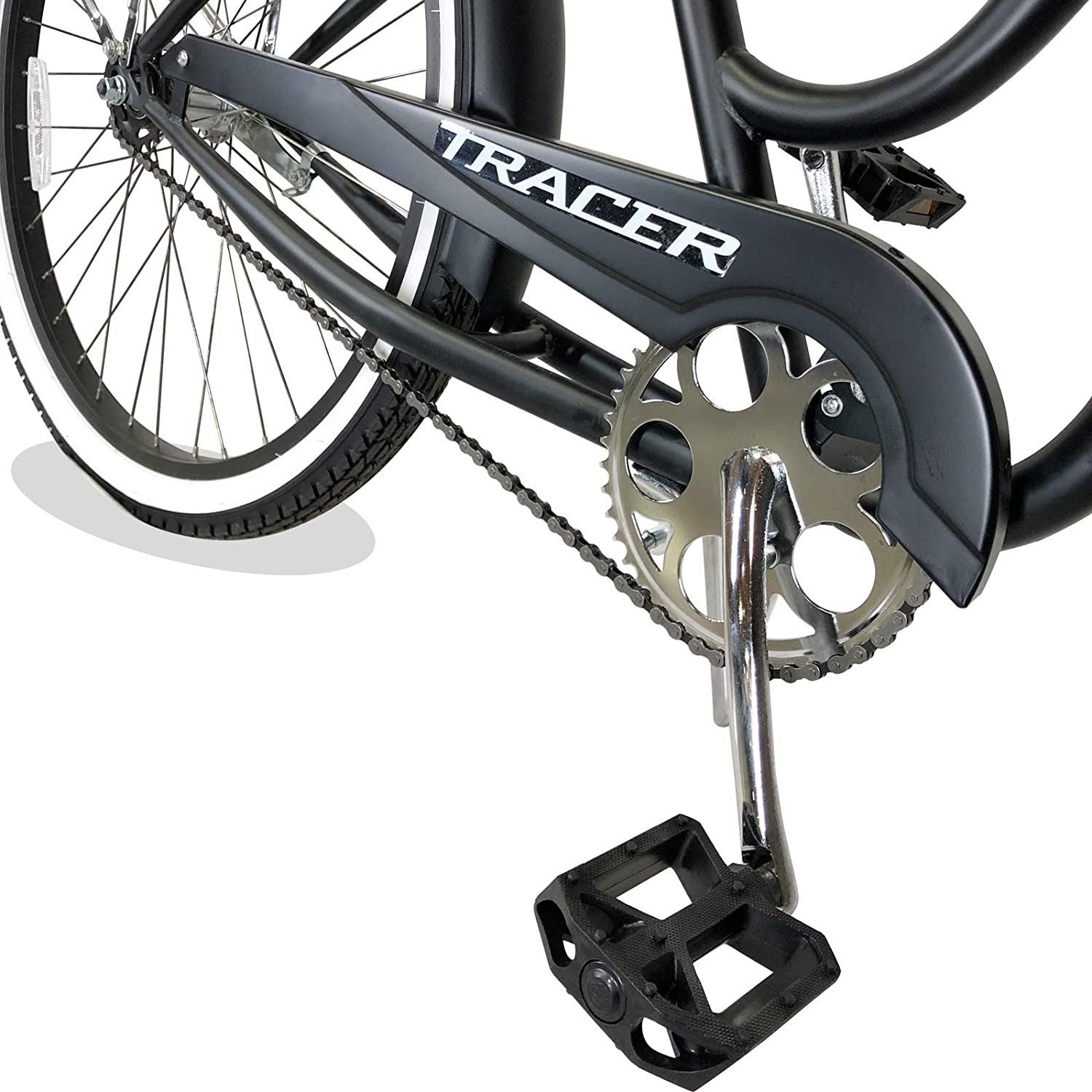 TRACER 26' Men Beach Cruiser Coaster Brake Stainless Steel Spokes One Piece Crank Alloy BLACK Rims 36H W/ Fenders - Energize Trek