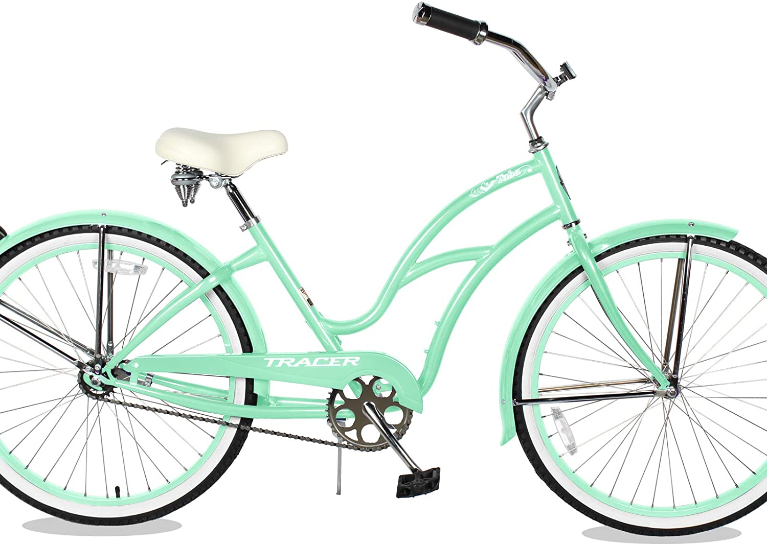 TRACER 26' Men Beach Cruiser Coaster Brake Stainless Steel Spokes One Piece Crank Alloy BLACK Rims 36H W/ Fenders - Energize Trek