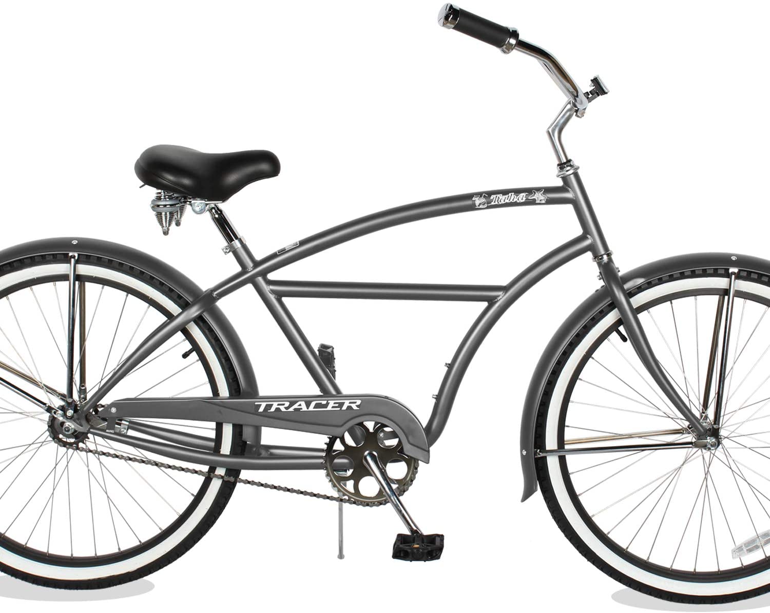 TRACER 26' Men Beach Cruiser Coaster Brake Stainless Steel Spokes One Piece Crank Alloy BLACK Rims 36H W/ Fenders - Energize Trek