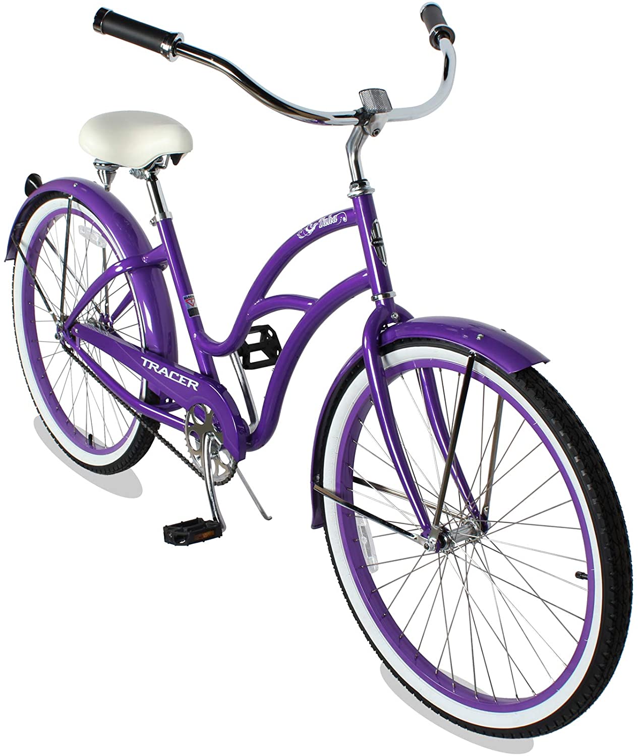 TRACER 26' Men Beach Cruiser Coaster Brake Stainless Steel Spokes One Piece Crank Alloy BLACK Rims 36H W/ Fenders - Energize Trek