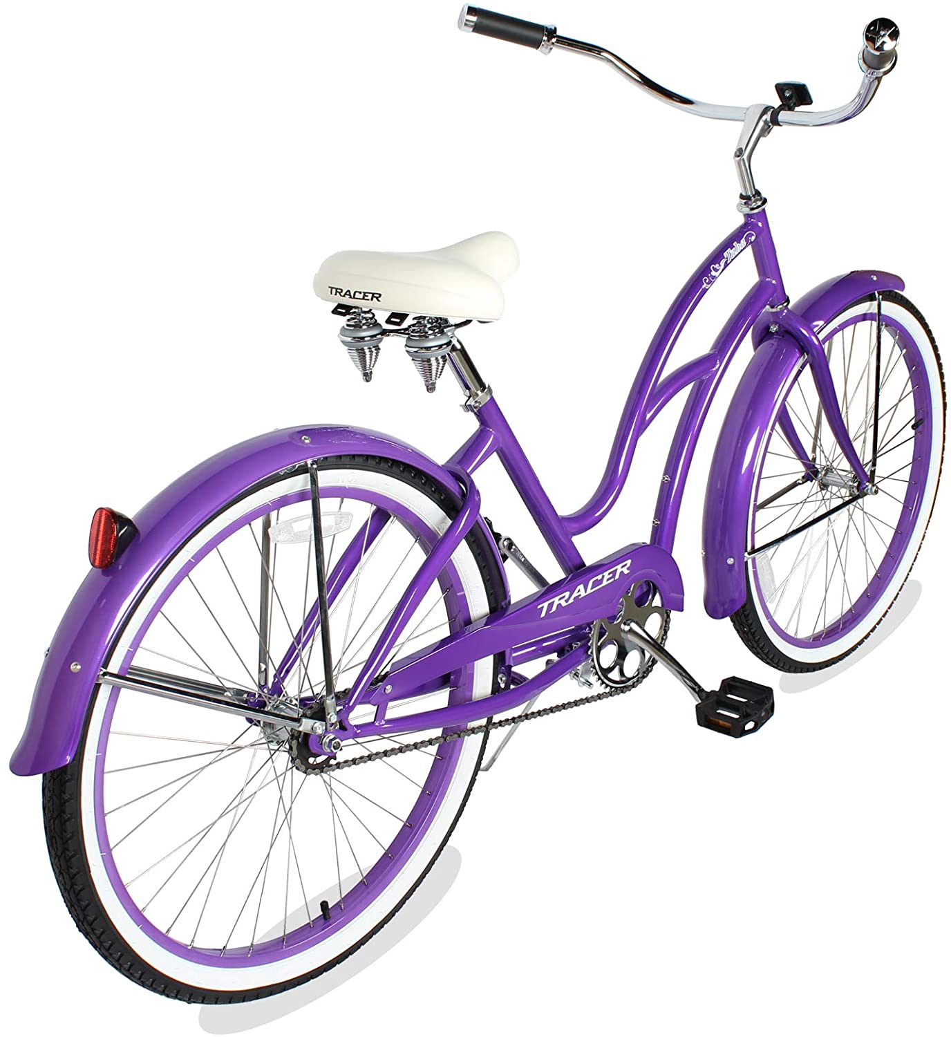 TRACER 26' Men Beach Cruiser Coaster Brake Stainless Steel Spokes One Piece Crank Alloy BLACK Rims 36H W/ Fenders - Energize Trek