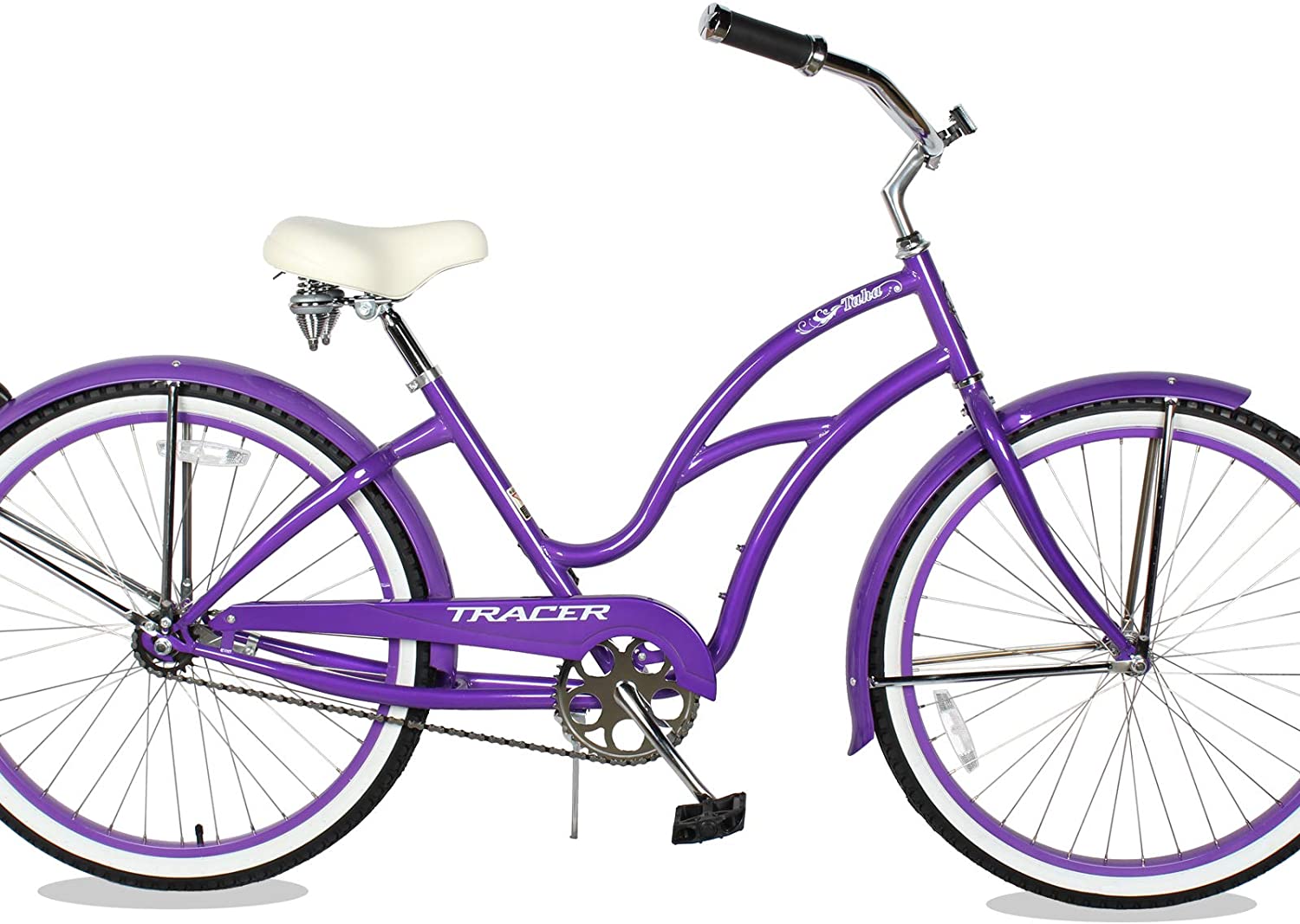 TRACER 26' Men Beach Cruiser Coaster Brake Stainless Steel Spokes One Piece Crank Alloy BLACK Rims 36H W/ Fenders - Energize Trek