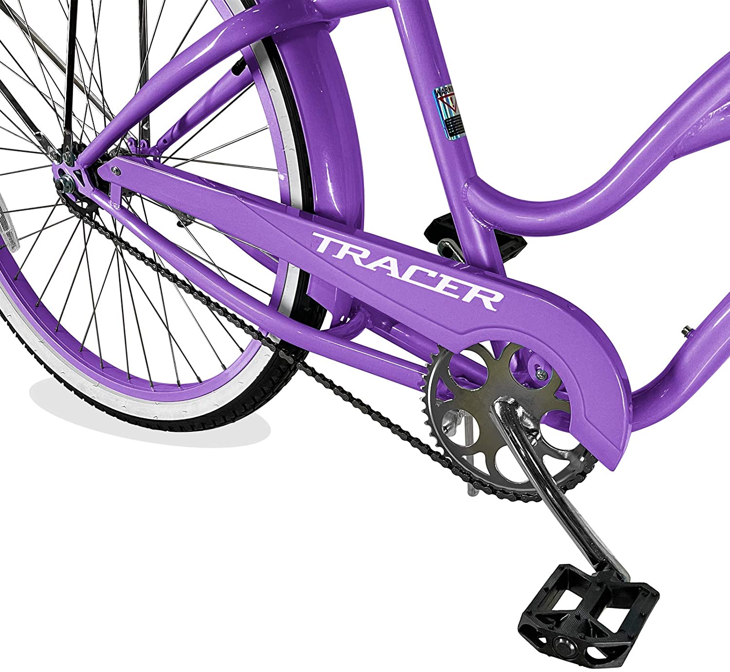 TRACER 26' Men Beach Cruiser Coaster Brake Stainless Steel Spokes One Piece Crank Alloy BLACK Rims 36H W/ Fenders - Energize Trek