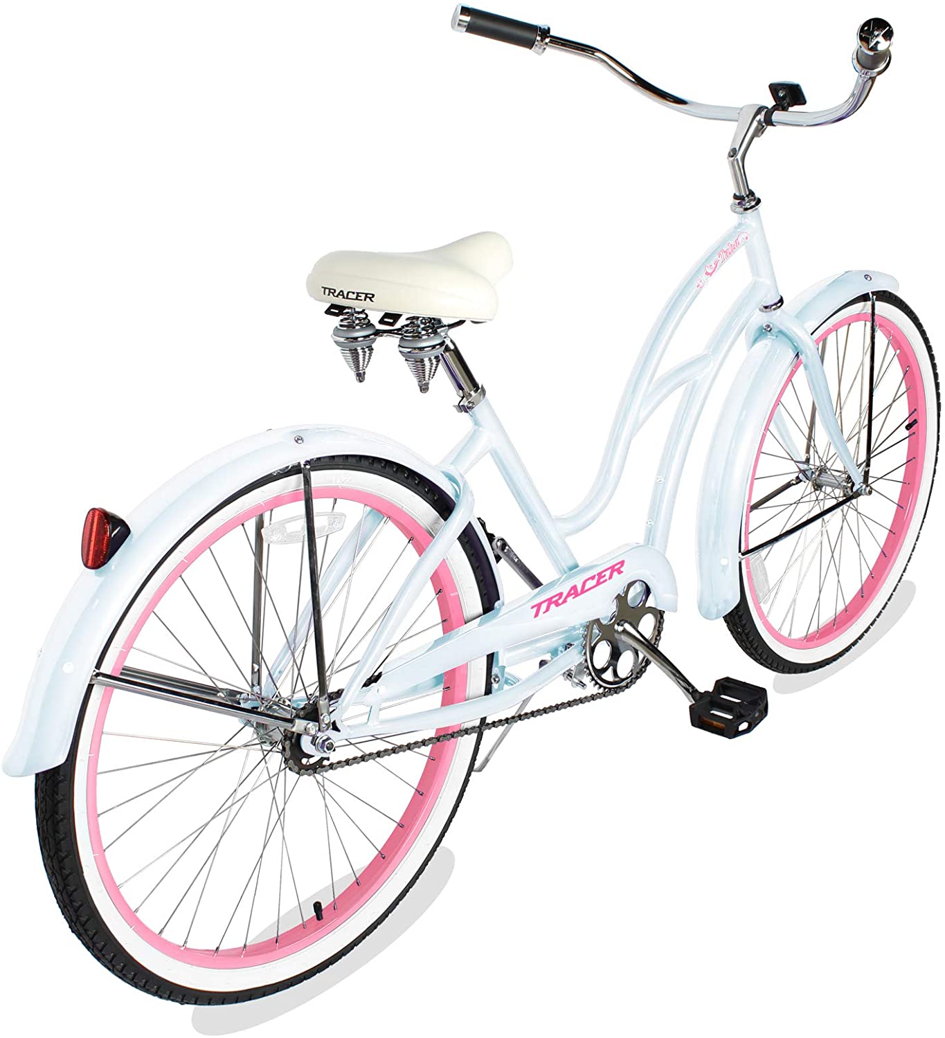 TRACER 26' Men Beach Cruiser Coaster Brake Stainless Steel Spokes One Piece Crank Alloy BLACK Rims 36H W/ Fenders - Energize Trek