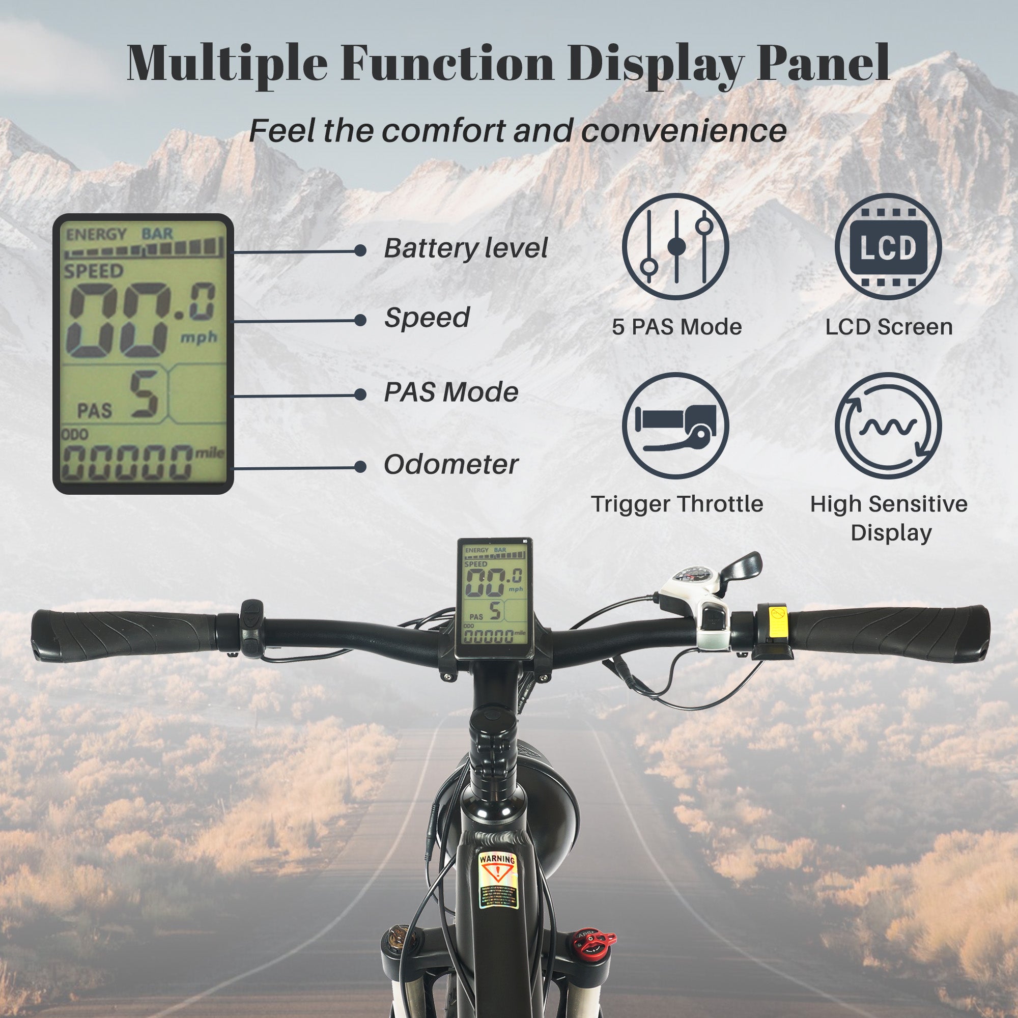 TRACER E Bike 26" Aluminum FAT Tire Bike, Size 18.5 with Shimano Tourney-7sp & Disc Brake F& R, Motor: 800W with/ Speed Sensor Battery 48V 11.6Ah - Energize Trek
