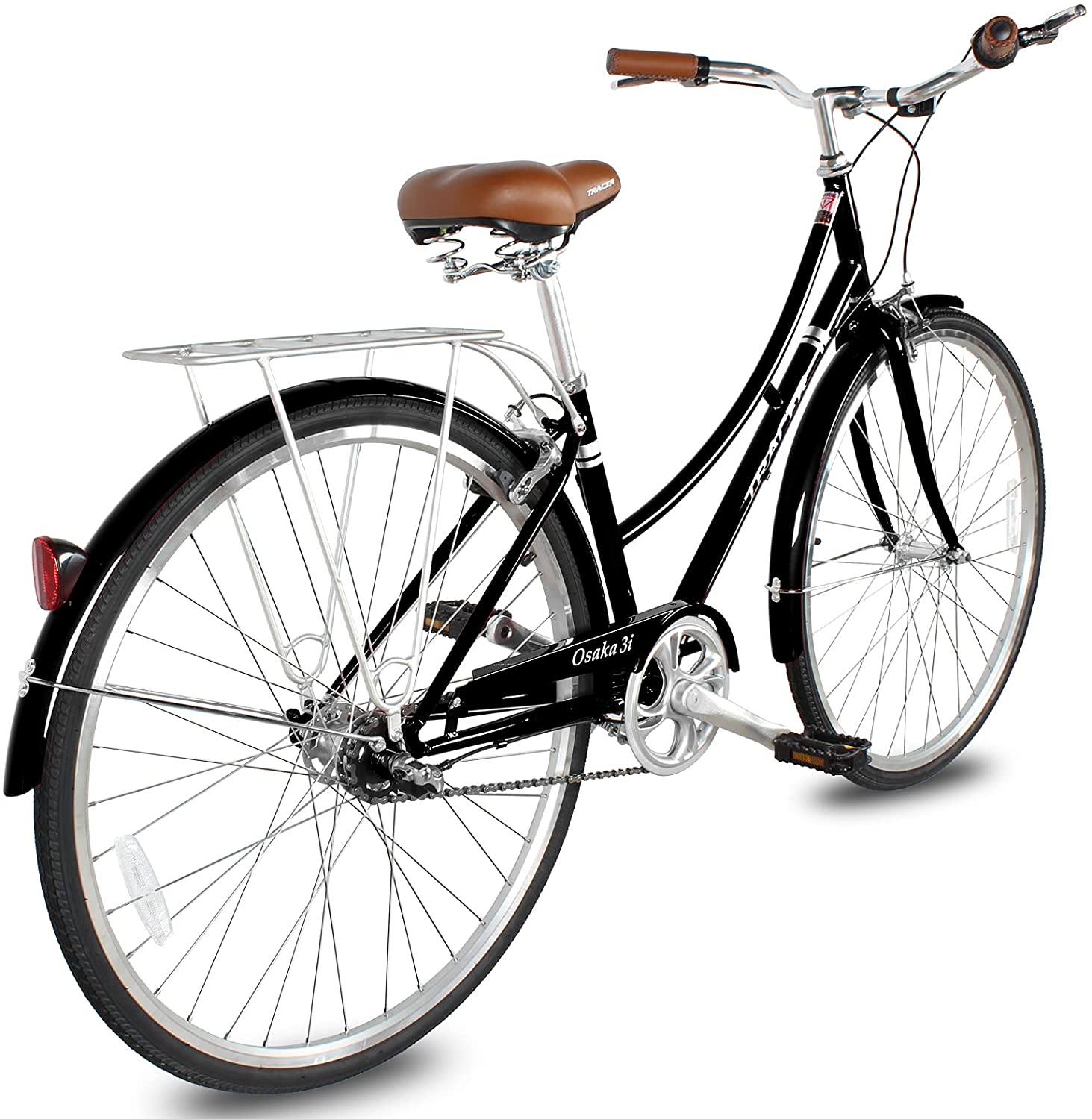 TRACER Female 700C City Bike Hi-Ten Steel Frame48cm Shimano NEXUS3R40 3-Speed Free wheel Hub, Alloy Rims Black Tire with Back Rack - Energize Trek