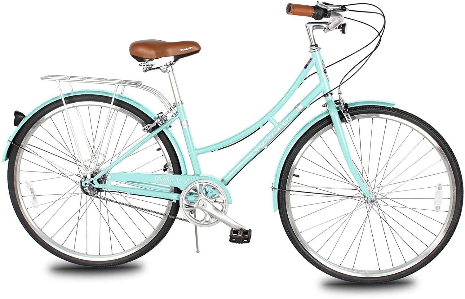 TRACER Female 700C City Bike Hi-Ten Steel Frame48cm Shimano NEXUS3R40 3-Speed Free wheel Hub, Alloy Rims Black Tire with Back Rack - Energize Trek