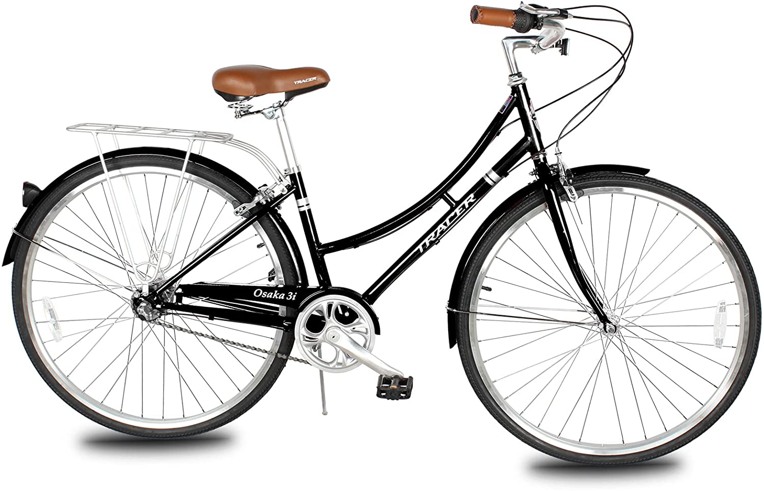 TRACER Female 700C City Bike Hi-Ten Steel Frame48cm Shimano NEXUS3R40 3-Speed Free wheel Hub, Alloy Rims Black Tire with Back Rack - Energize Trek