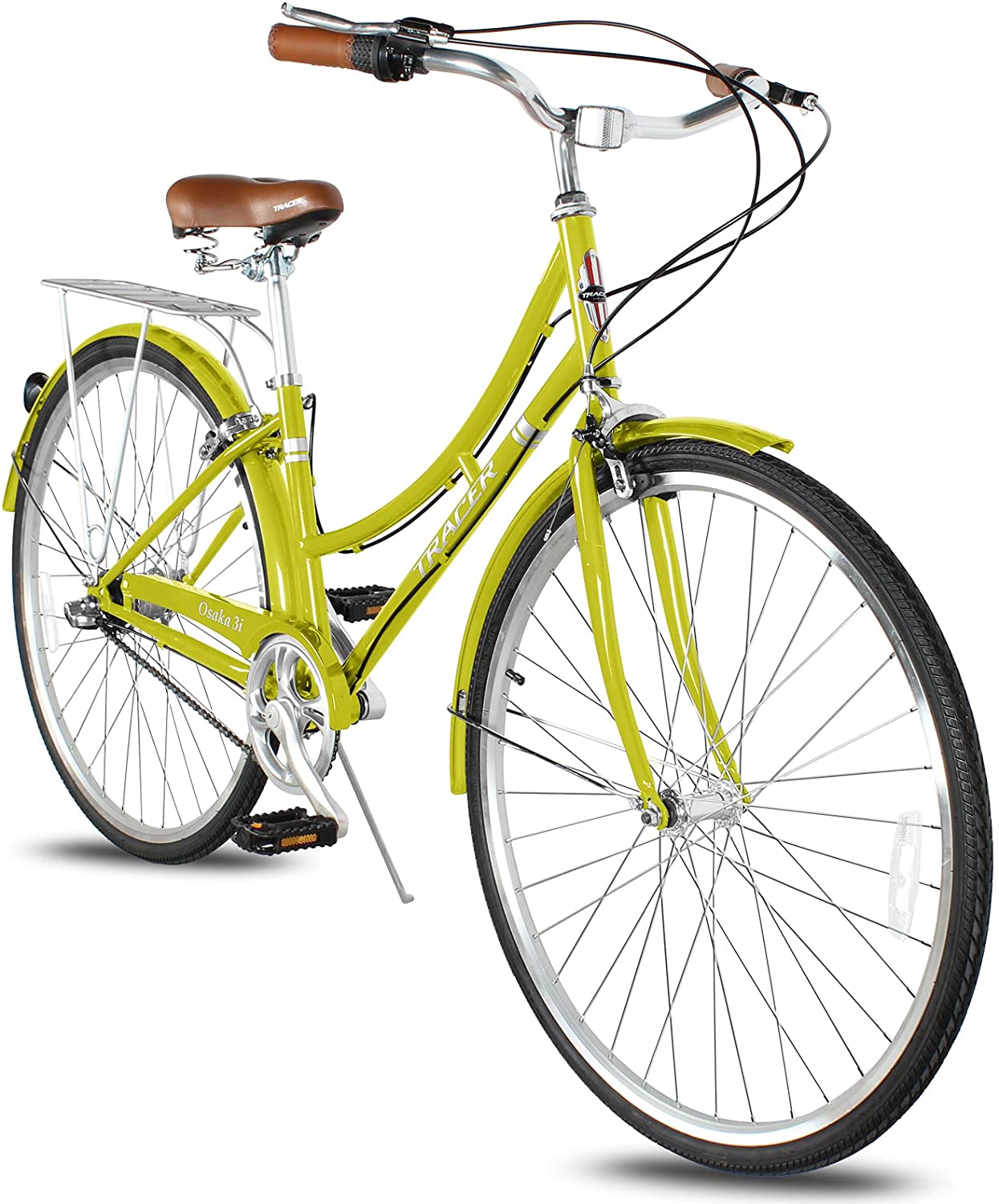 TRACER Female 700C City Bike Hi-Ten Steel Frame48cm Shimano NEXUS3R40 3-Speed Free wheel Hub, Alloy Rims Black Tire with Back Rack - Energize Trek