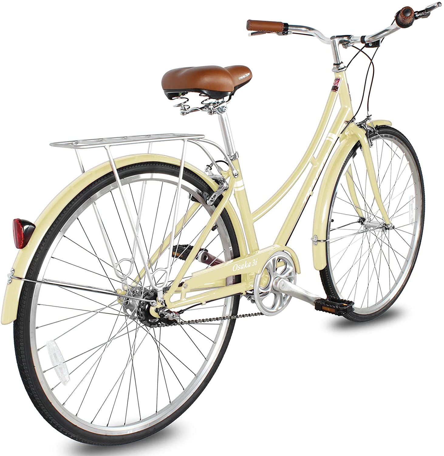 TRACER Female 700C City Bike Hi-Ten Steel Frame48cm Shimano NEXUS3R40 3-Speed Free wheel Hub, Alloy Rims Black Tire with Back Rack - Energize Trek