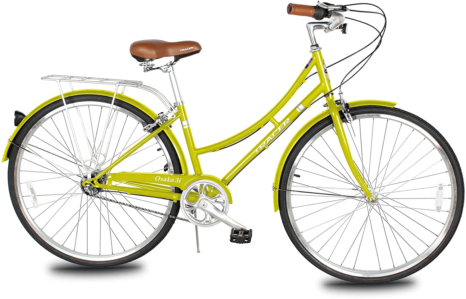 TRACER Female 700C City Bike Hi-Ten Steel Frame48cm Shimano NEXUS3R40 3-Speed Free wheel Hub, Alloy Rims Black Tire with Back Rack - Energize Trek