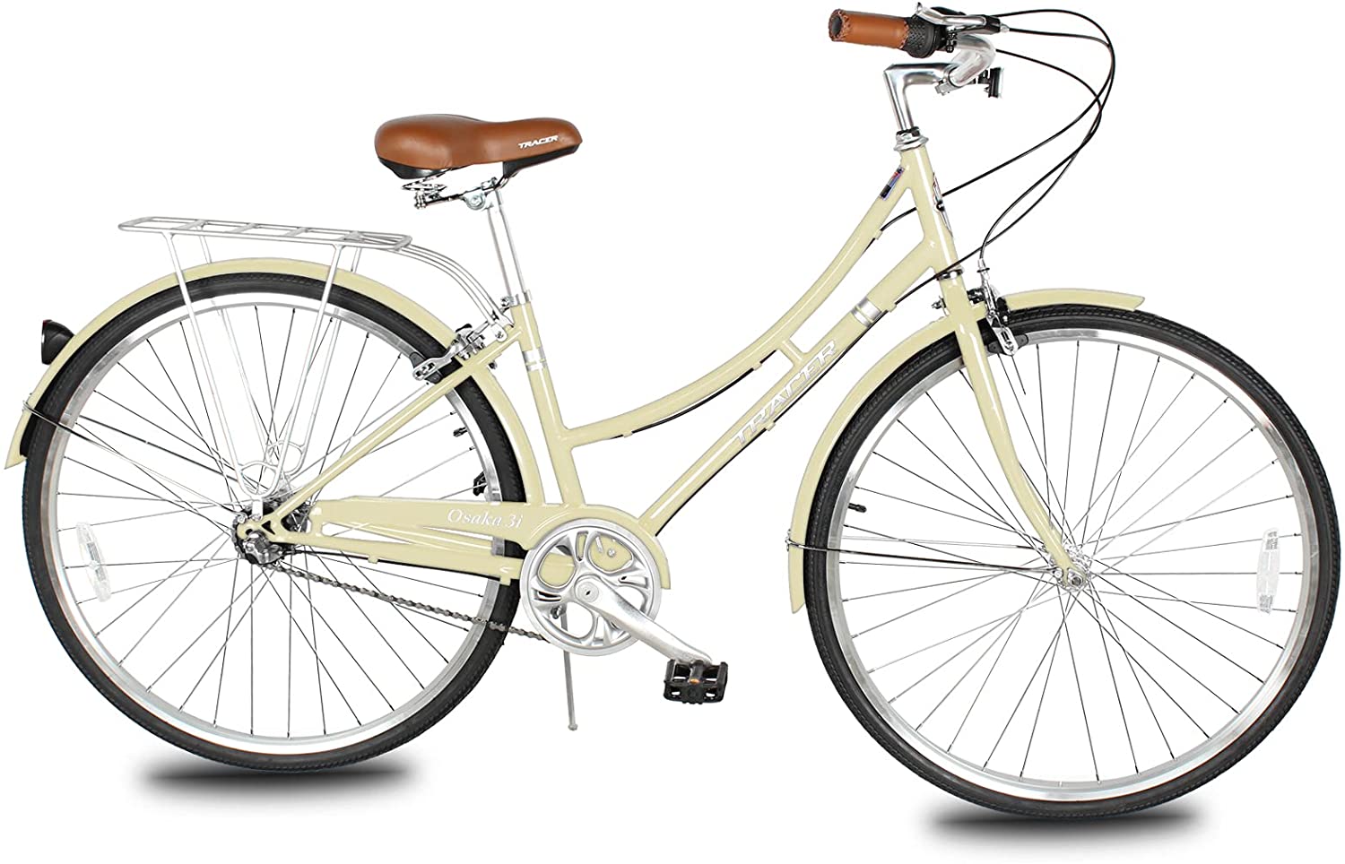 TRACER Female 700C City Bike Hi-Ten Steel Frame48cm Shimano NEXUS3R40 3-Speed Free wheel Hub, Alloy Rims Black Tire with Back Rack - Energize Trek