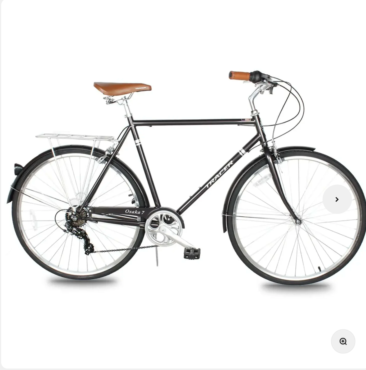 TRACER Men700C City Bike Hi-Ten Steel Frame58cm Shimano TZ21-7SP V-Brake,Alloy Rims Tire:700Cx35 Black with Back Rack - Energize Trek