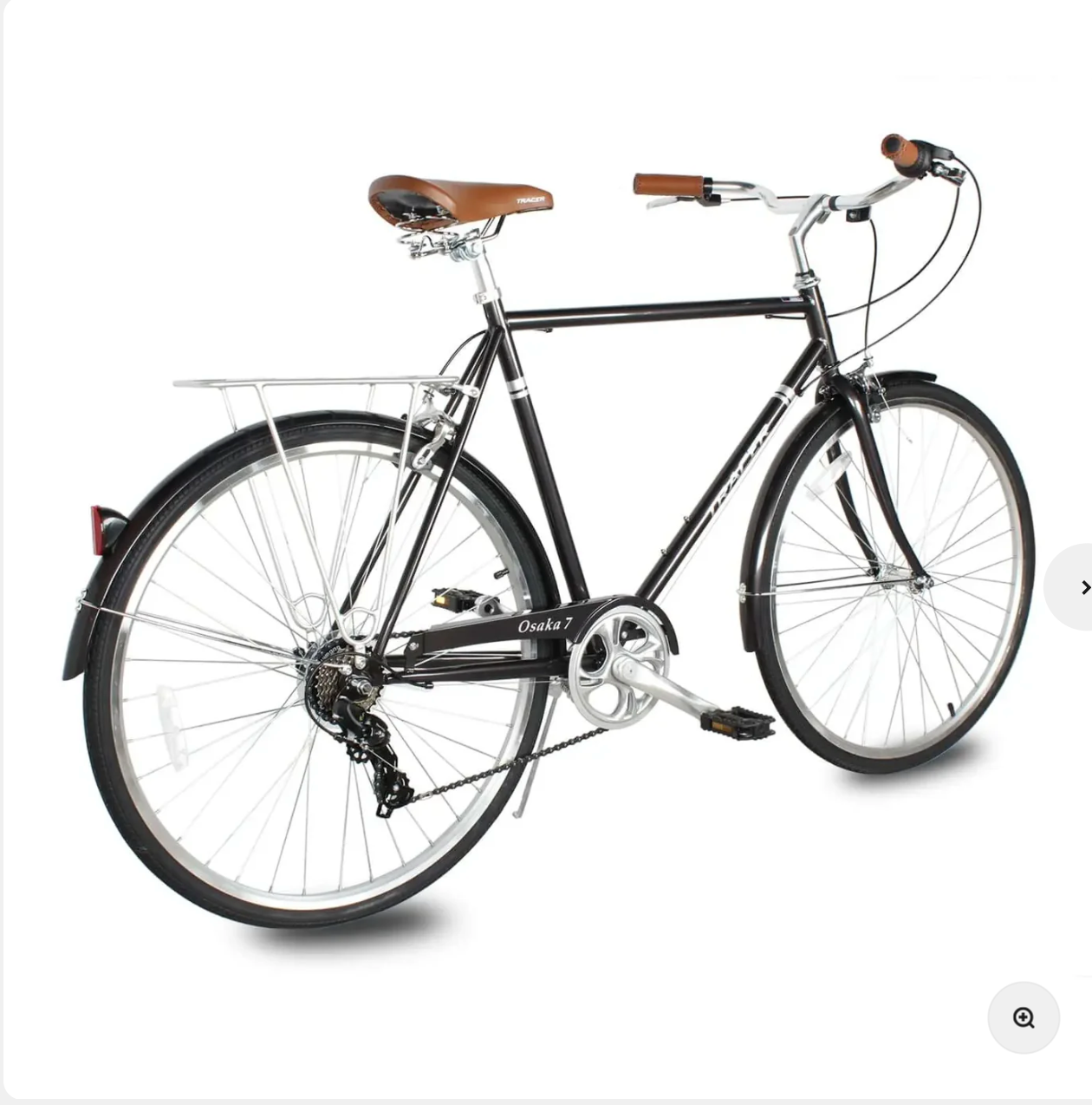 TRACER Men700C City Bike Hi-Ten Steel Frame58cm Shimano TZ21-7SP V-Brake,Alloy Rims Tire:700Cx35 Black with Back Rack - Energize Trek