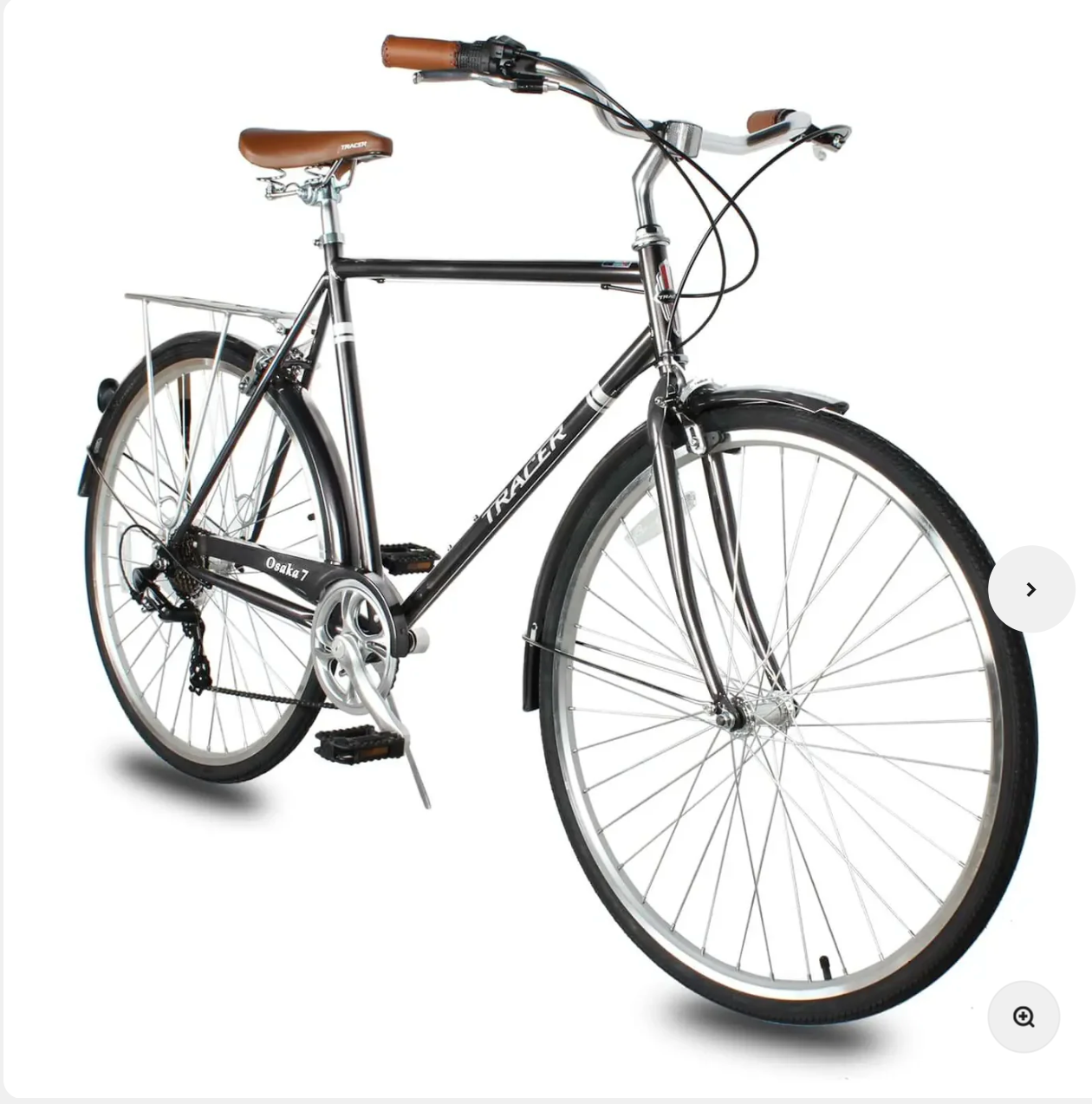 TRACER Men700C City Bike Hi-Ten Steel Frame58cm Shimano TZ21-7SP V-Brake,Alloy Rims Tire:700Cx35 Black with Back Rack - Energize Trek
