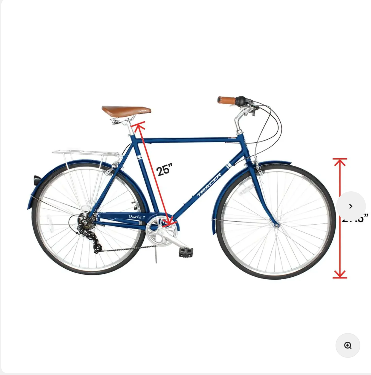 TRACER Men700C City Bike Hi-Ten Steel Frame58cm Shimano TZ21-7SP V-Brake,Alloy Rims Tire:700Cx35 Black with Back Rack - Energize Trek
