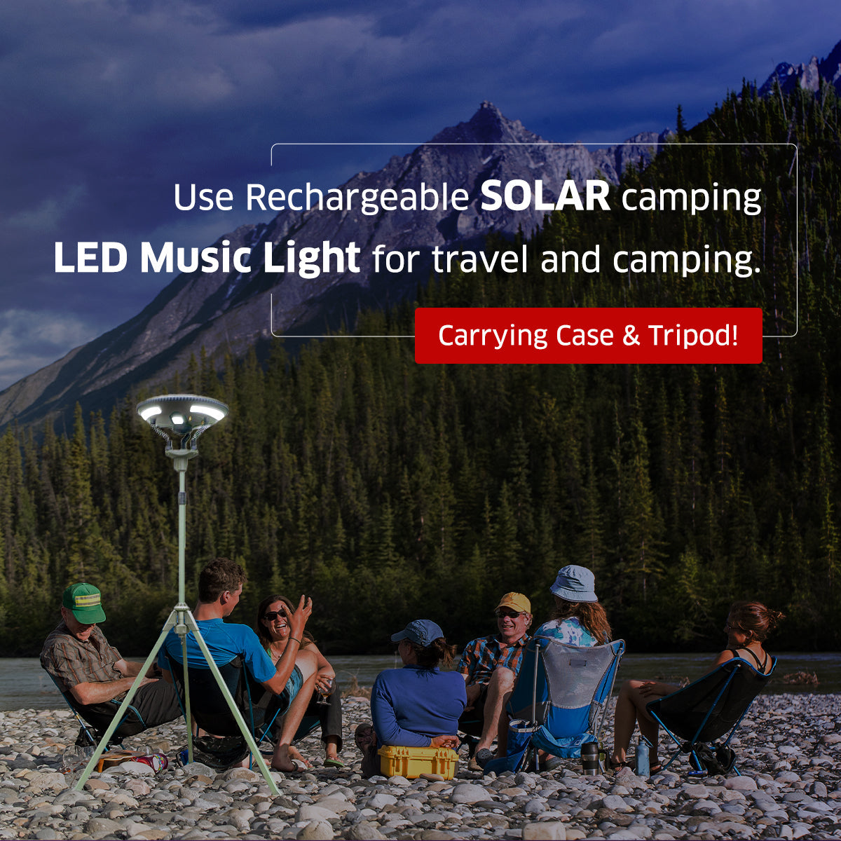 TRU De-LIGHT | Multipurpose Singing Music Solar LED Light | Garden, Camping Portable Light, Strong Bluetooth Speaker | Main Light + 3 Independent Detachable Multi Mode Lights - Energize Trek