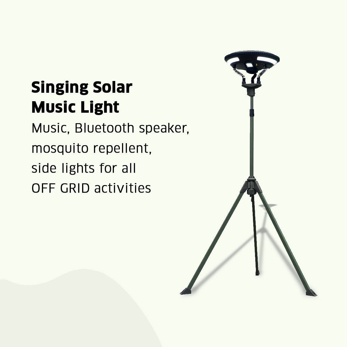 TRU De-LIGHT | Multipurpose Singing Music Solar LED Light | Garden, Camping Portable Light, Strong Bluetooth Speaker | Main Light + 3 Independent Detachable Multi Mode Lights - Energize Trek