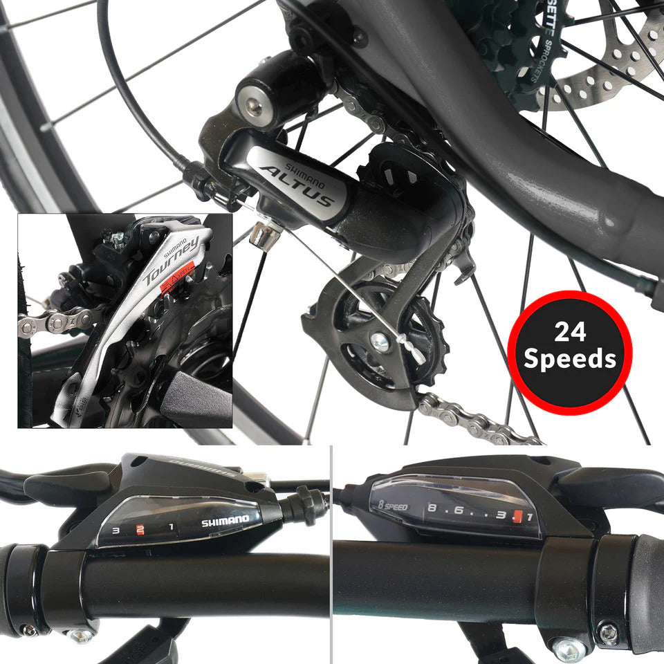 Tracer Bravery 700C Hybrid Bikes 24-Spees Alloy Frame-450mm Alloy Fork Disc Brake Shimano Altus RD-M310 8-Speed - Energize Trek