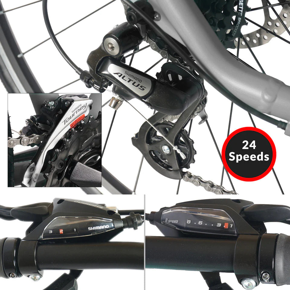 Tracer Bravery 700C Hybrid Bikes 24-Spees Alloy Frame-450mm Alloy Fork Disc Brake Shimano Altus RD-M310 8-Speed - Energize Trek