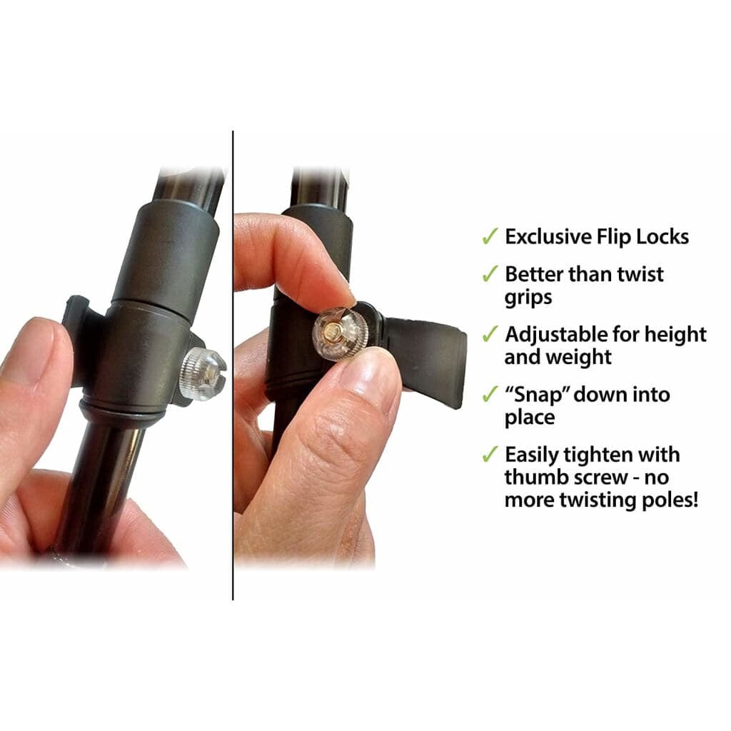 Travel Folding Walking & Hiking Poles - 13.5 in with Rubber Feet, Baskets, and Bag - Available in 3 Sizes and Choice of Grips - Energize Trek