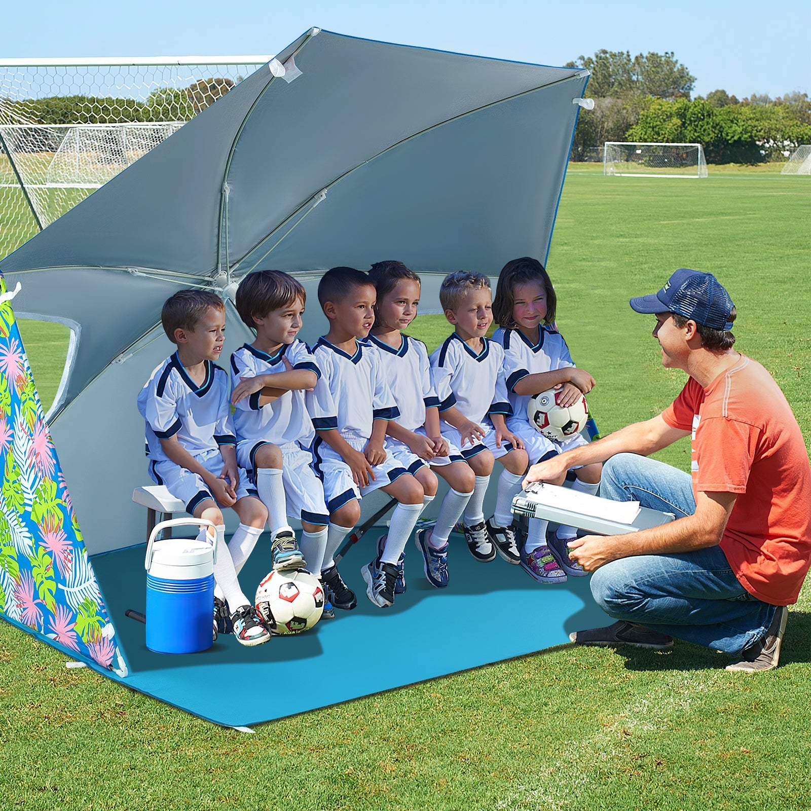 UPF50+ Sun Protection Beach Umbrella Tent with Portable Carrying Bag-Blue - Energize Trek