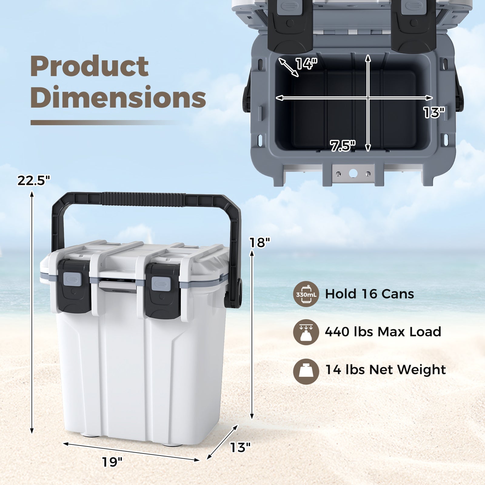 Ultra-Light Injection Molded Cooler 21 QT Hard Ice Chest - Energize Trek