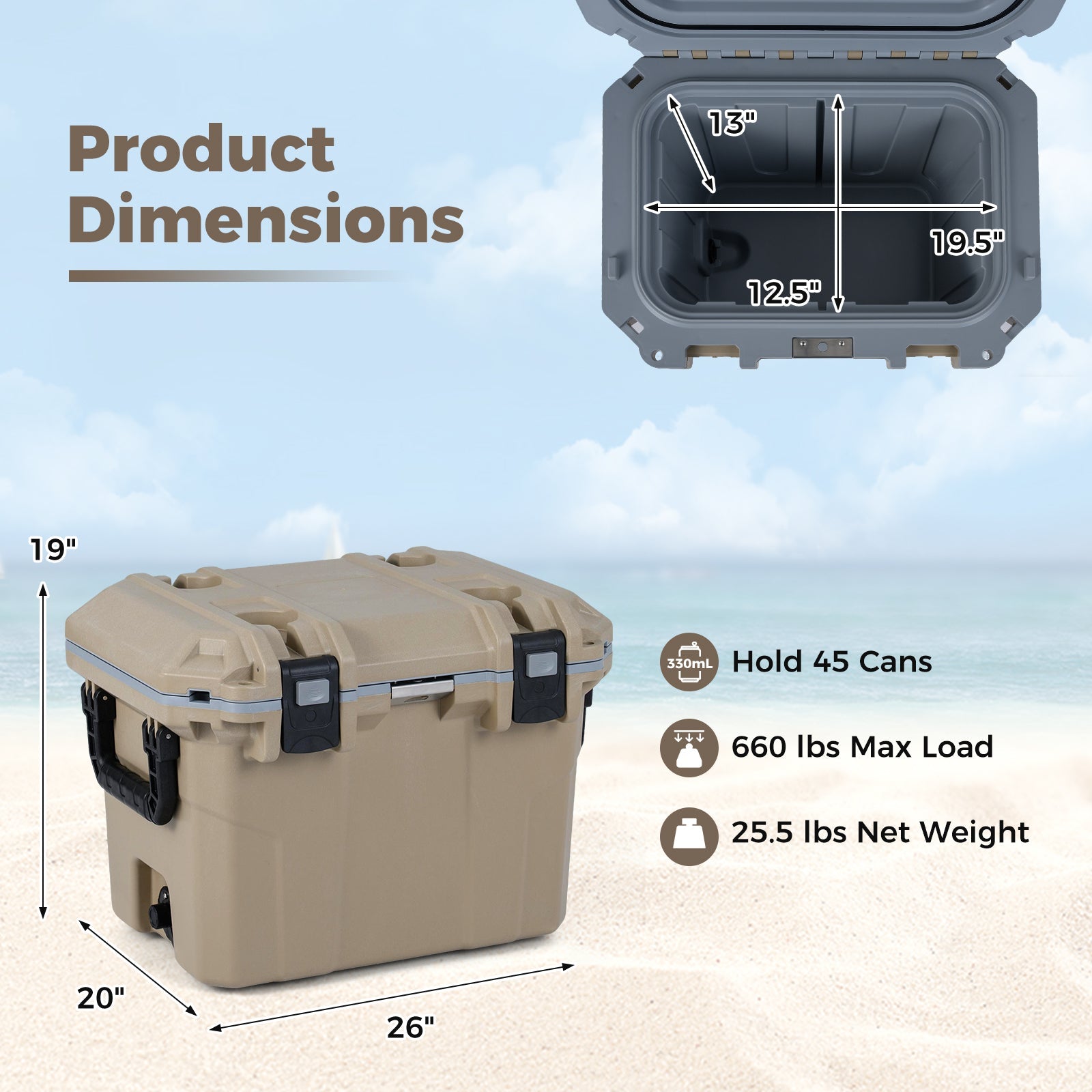 Ultra-Light Injection Molded Cooler 53 QT Hard Ice Chest - Energize Trek